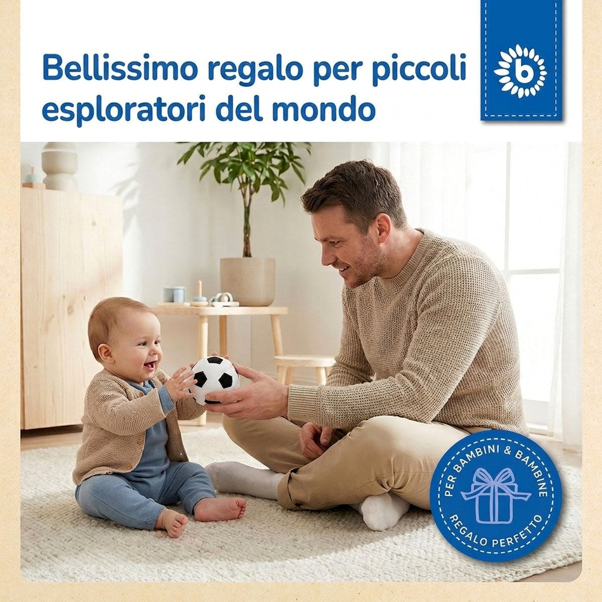 Veloursball Fußball mit Rassel - IT Infographic