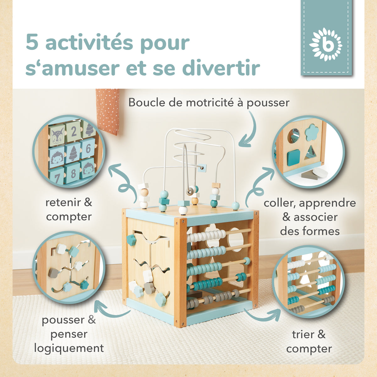Motorikwürfel Waldtiere XXL FSC® - FR Infographic