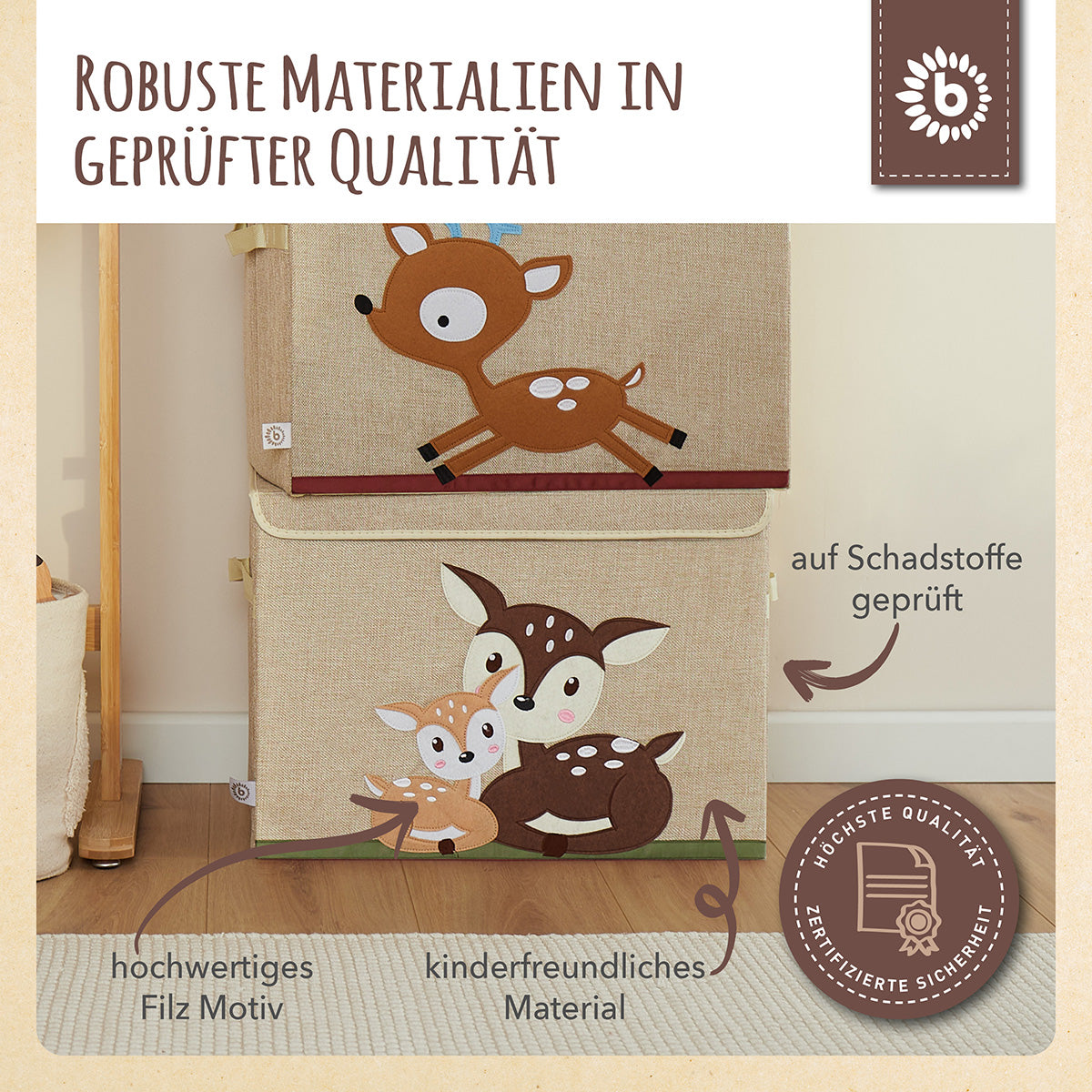 Box portaoggetti cerbiatti con coperchio