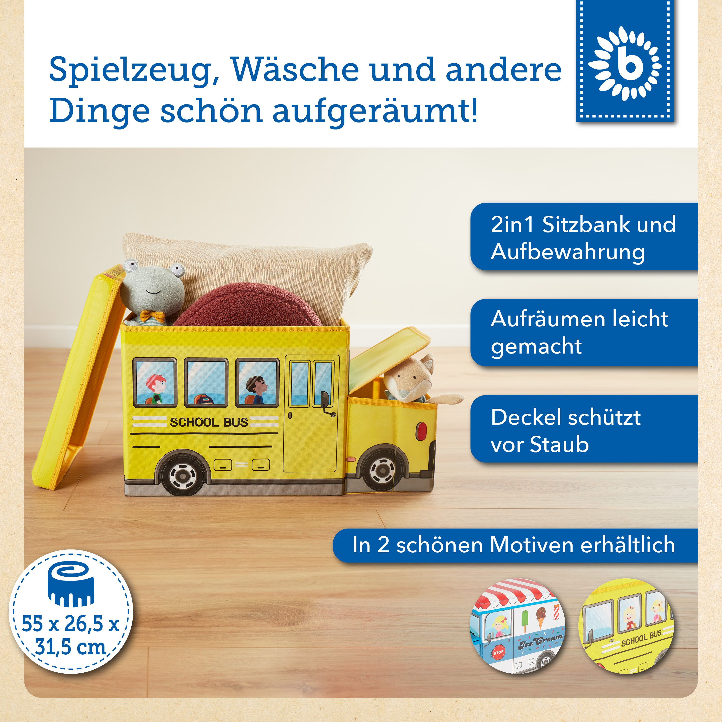 2in1 Staubox & Sitzbank Schulbus