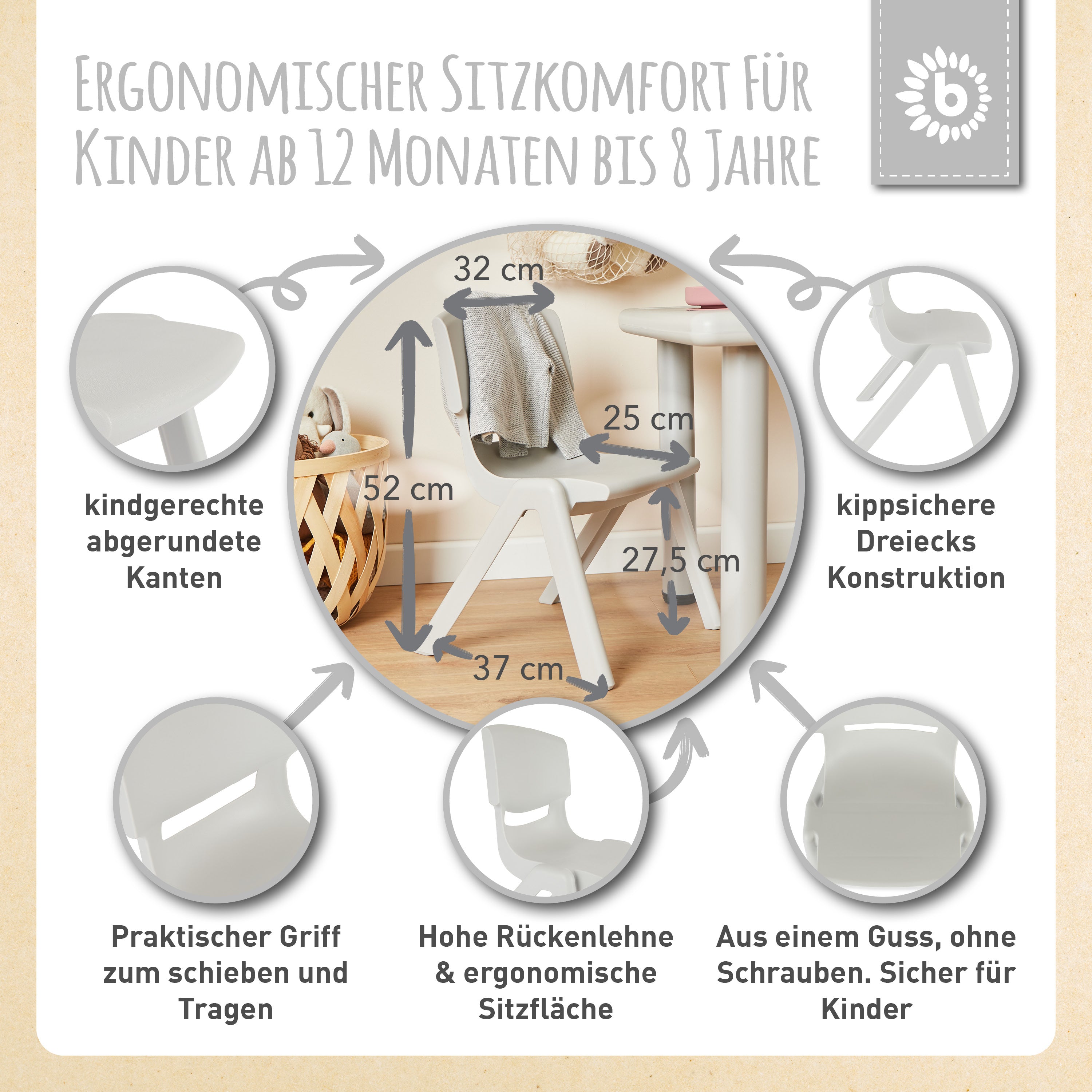 2x tavolo per bambini Silver & 4x sedia per bambini Silver