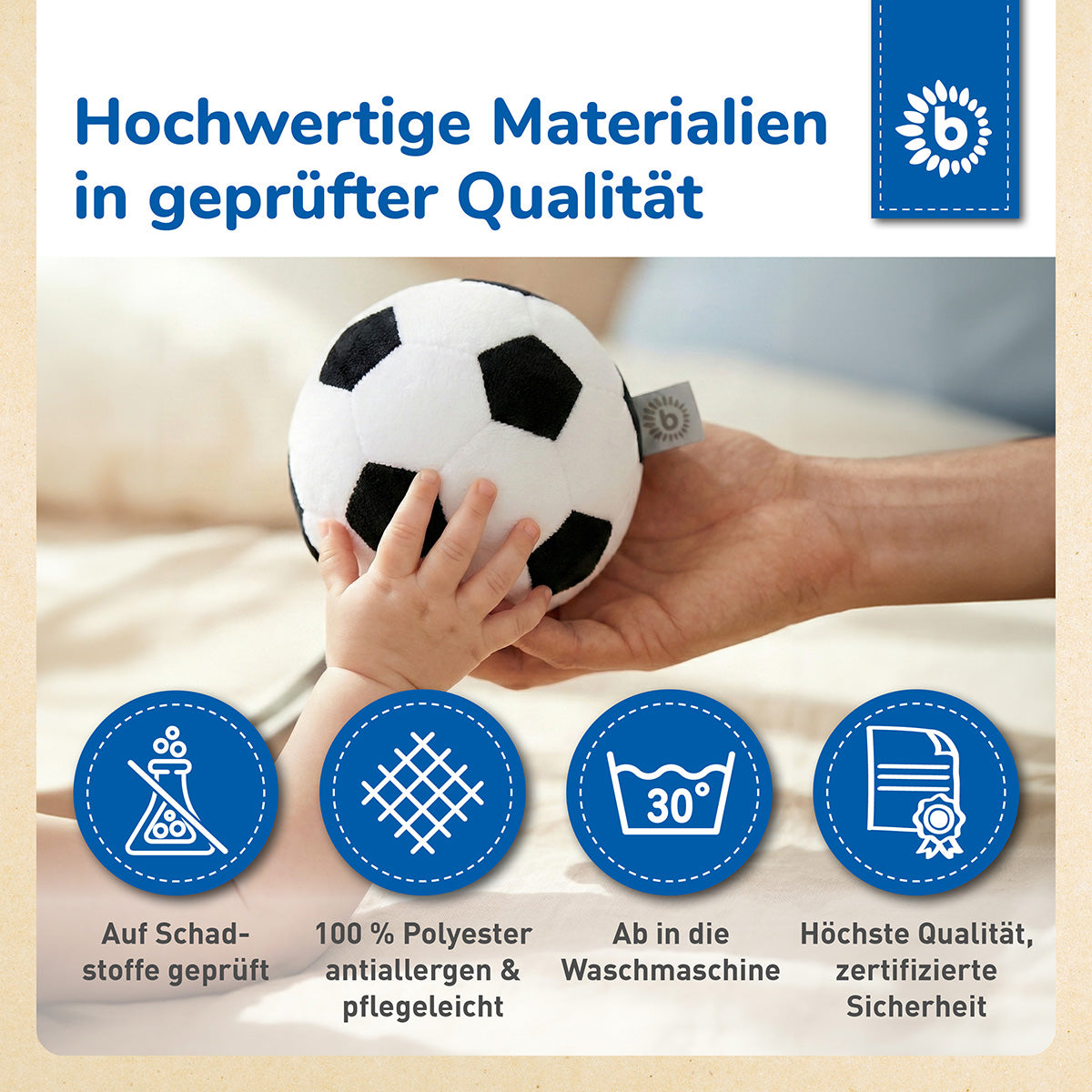 Ball en velours football avec hochet