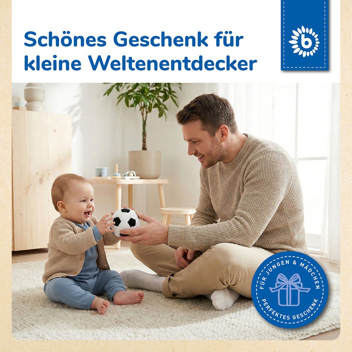 Ball en velours football avec hochet