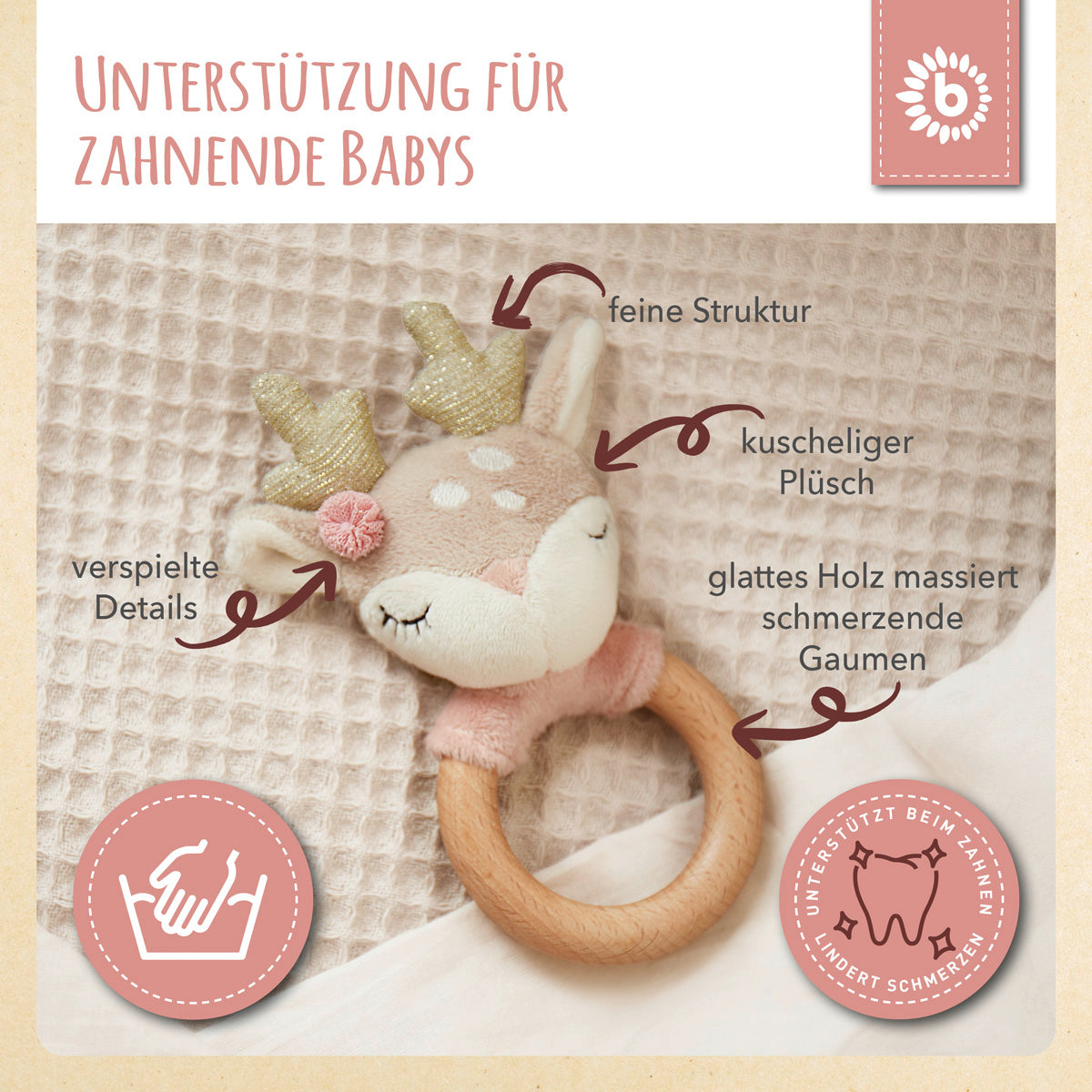 Anello da presa cerbiatta Ella con sonaglio