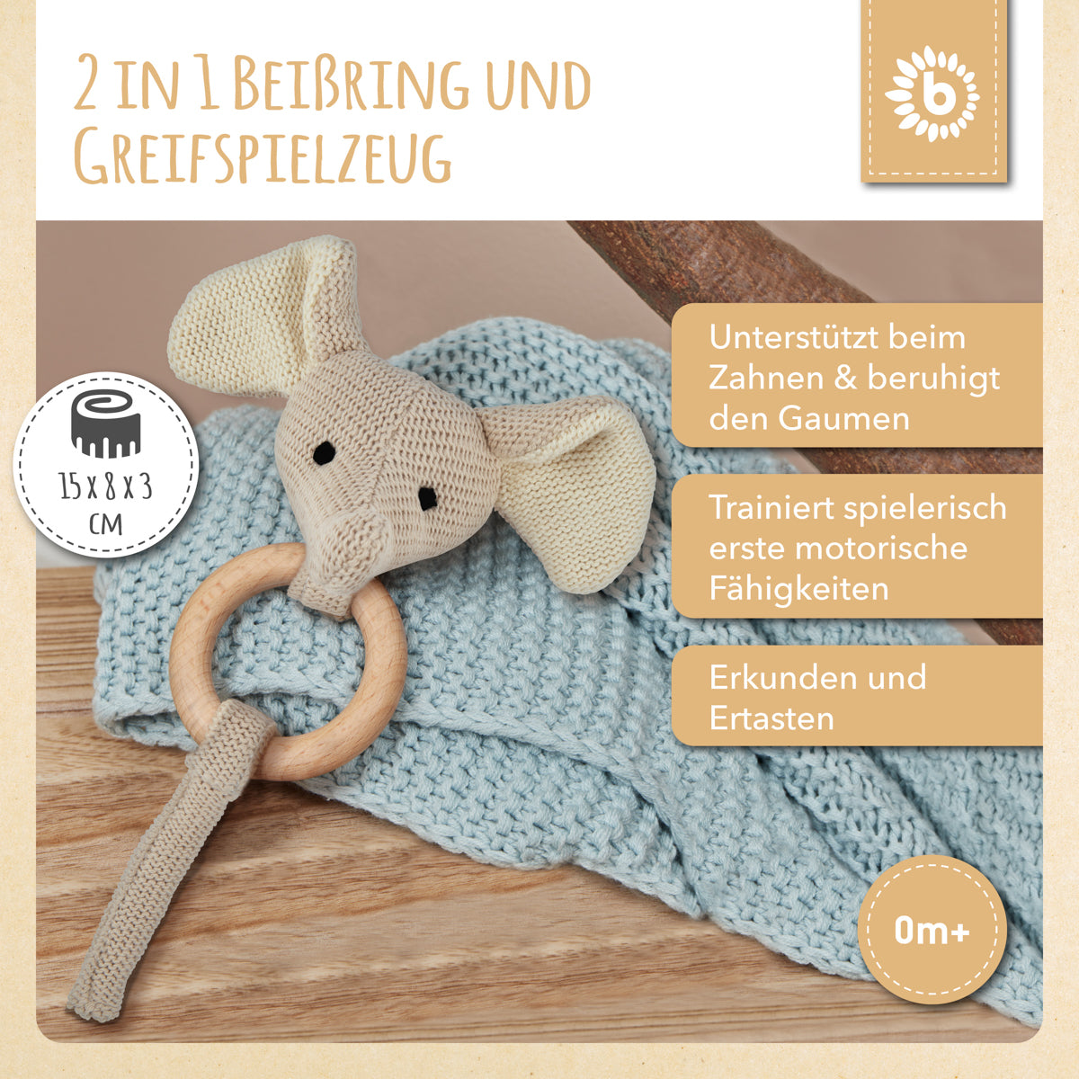 Greifling Elefant mit Rassel