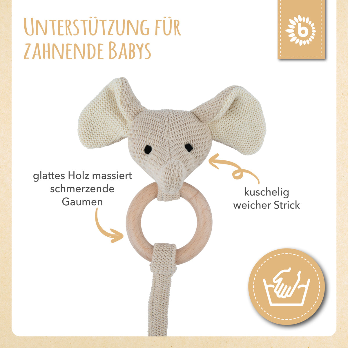 Greifling Elefant mit Rassel