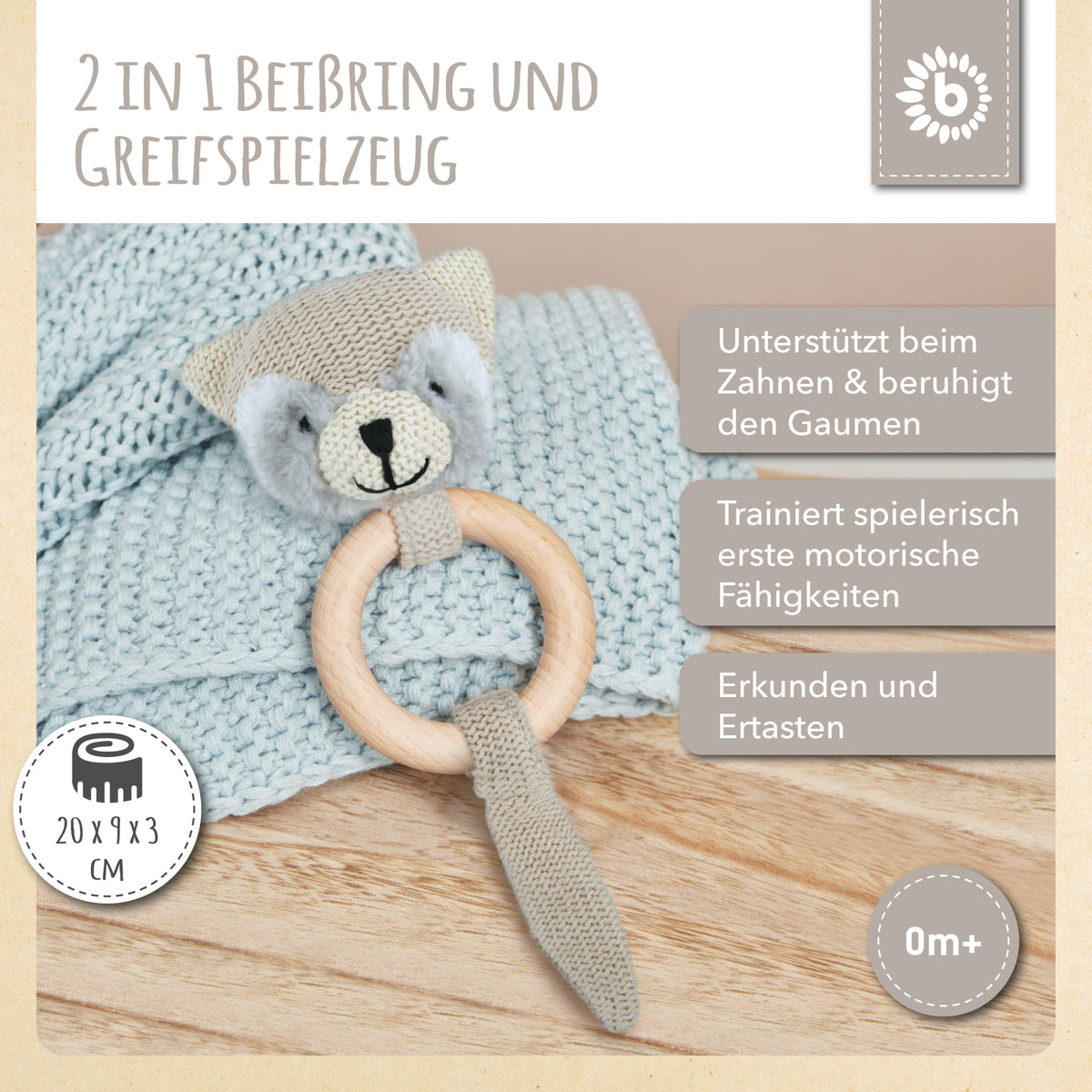 Greifling Waschbär mit Rassel