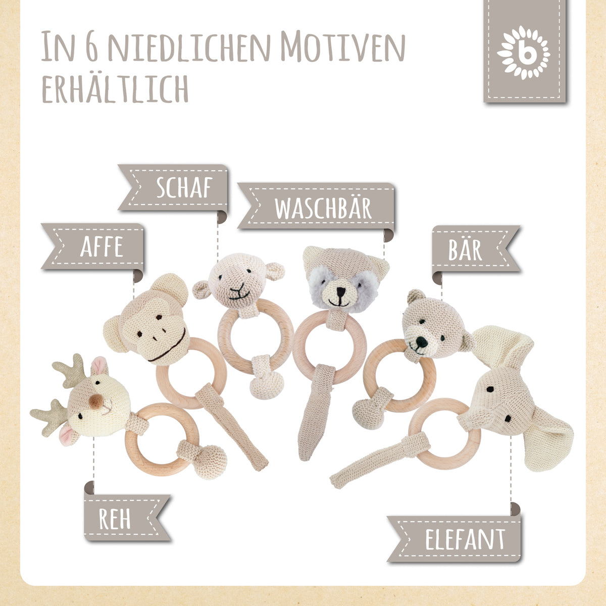 Greifling Waschbär mit Rassel