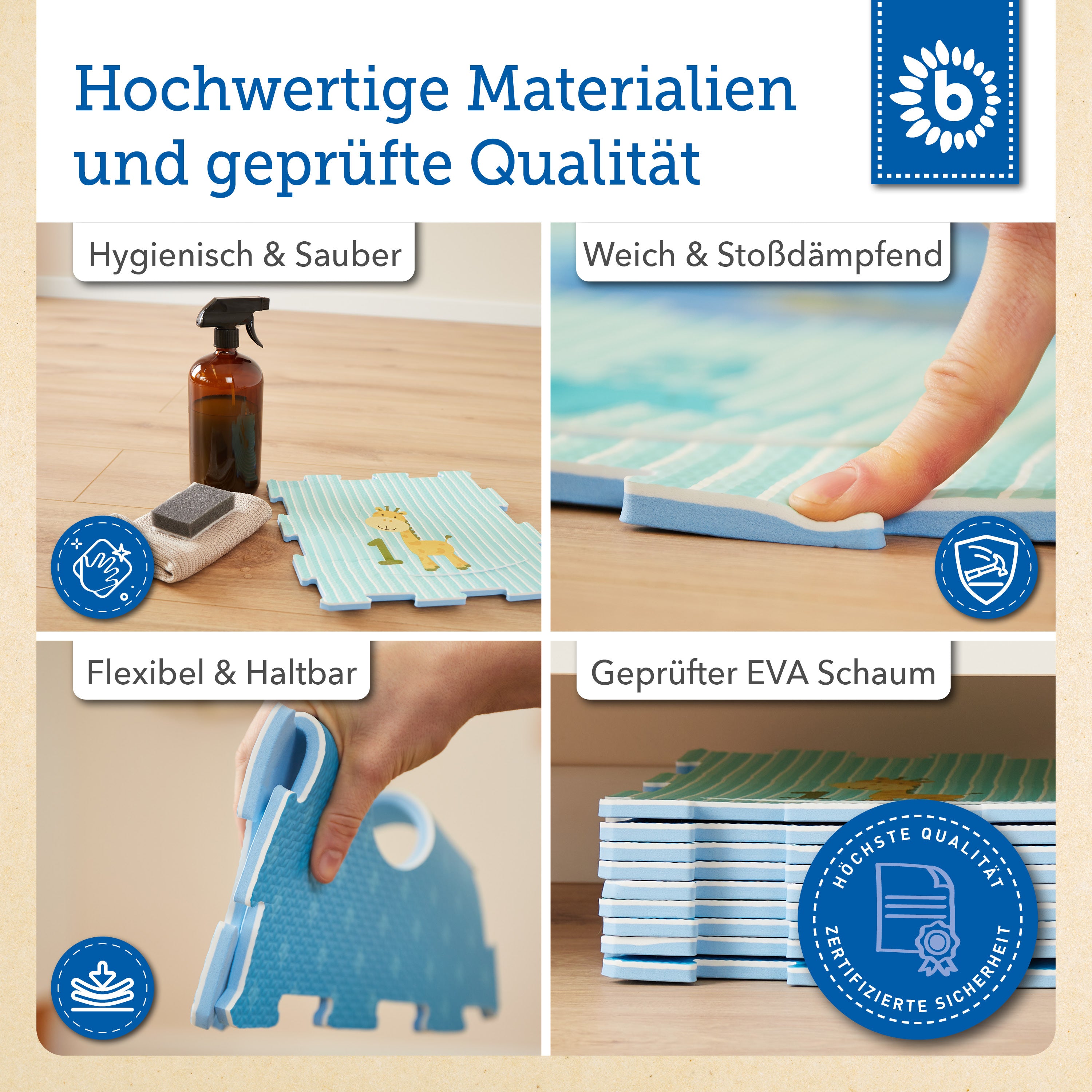 Tapis puzzle animaux bleu 18 pièces