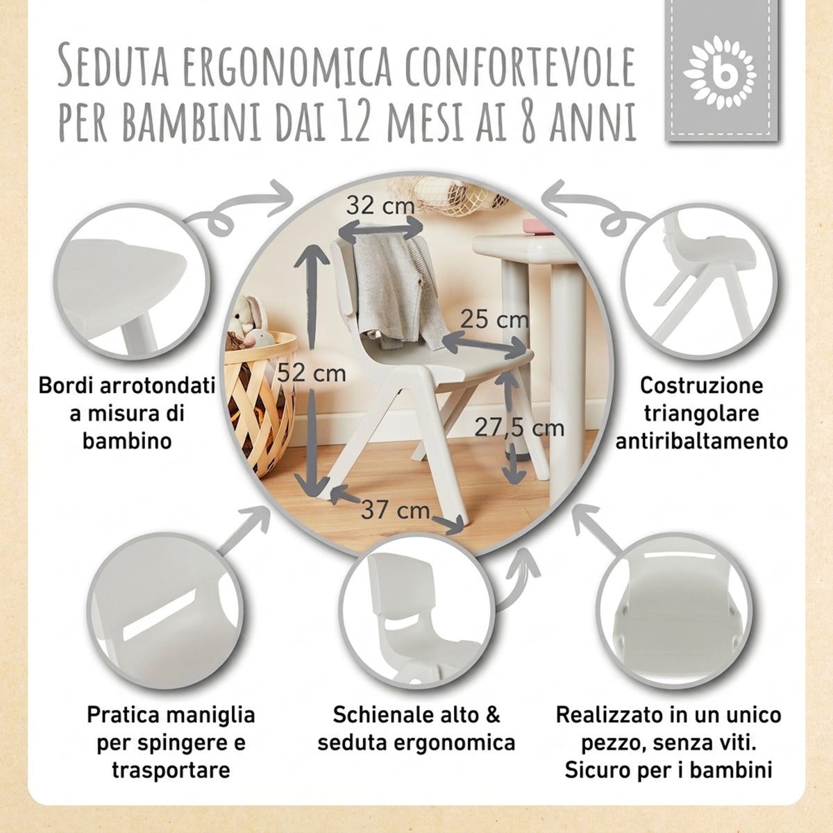 1x Kindertisch & 4x Kinderstuhl Silver - IT Infographic