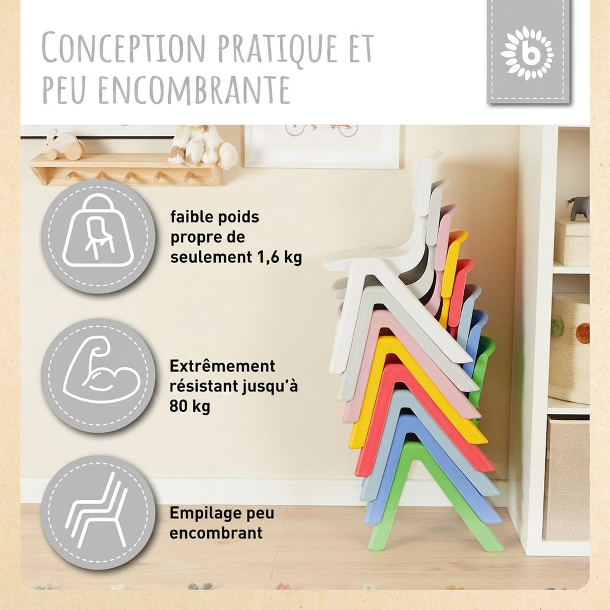 1x Kindertisch Silver & 4x Kinderstuhl Dreamy Rose - FR Infographic