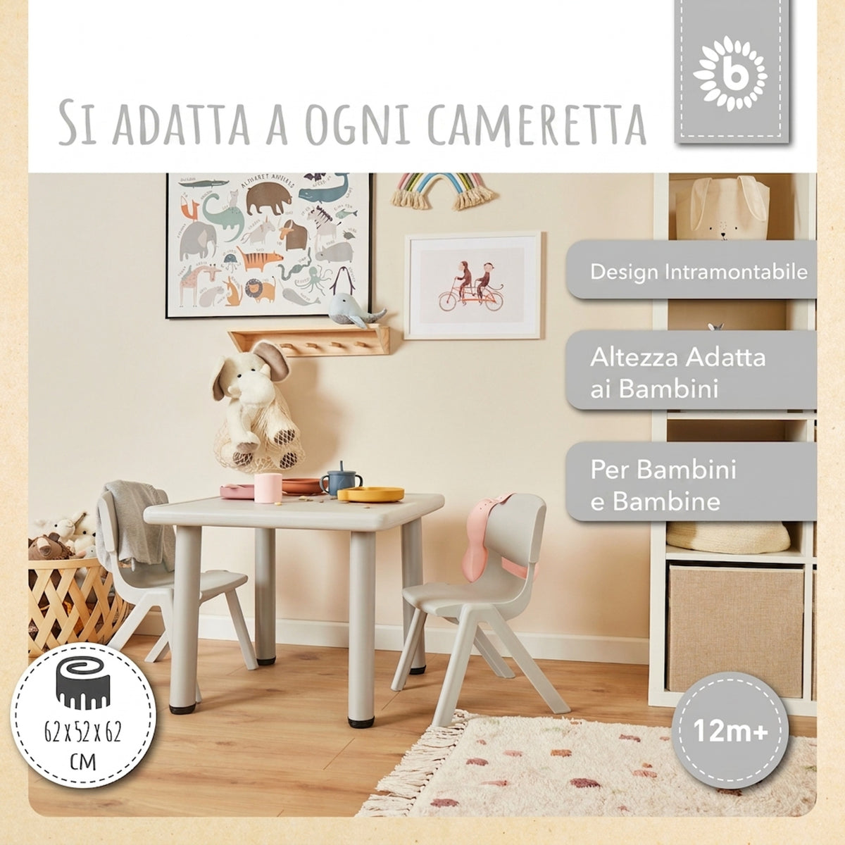 1x Kindertisch Silver & 2x Kinderstuhl Dreamy Rose - IT Infographic