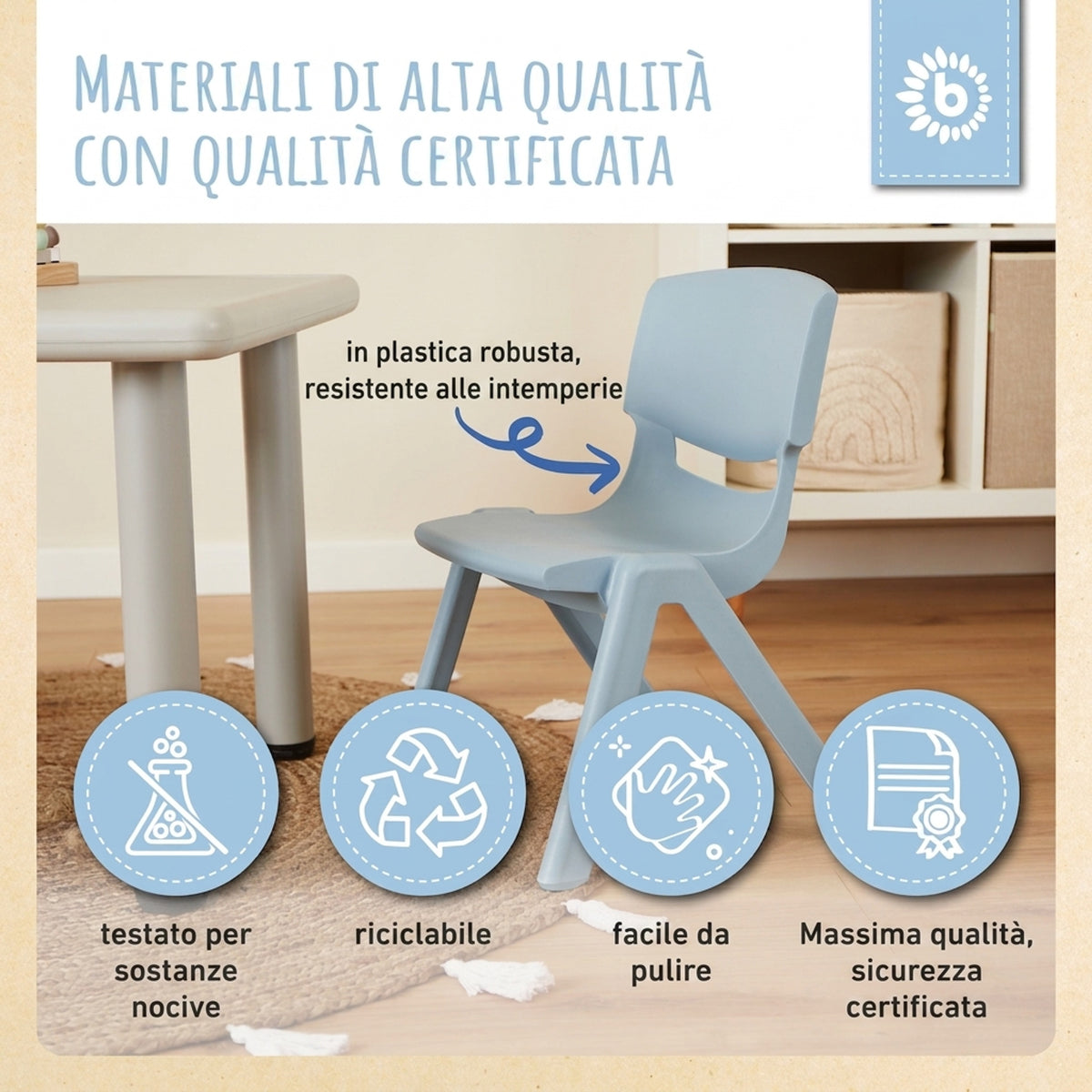 1x Kindertisch Silver + 2x Kinderstuhl Hazy Blue - IT Infographic