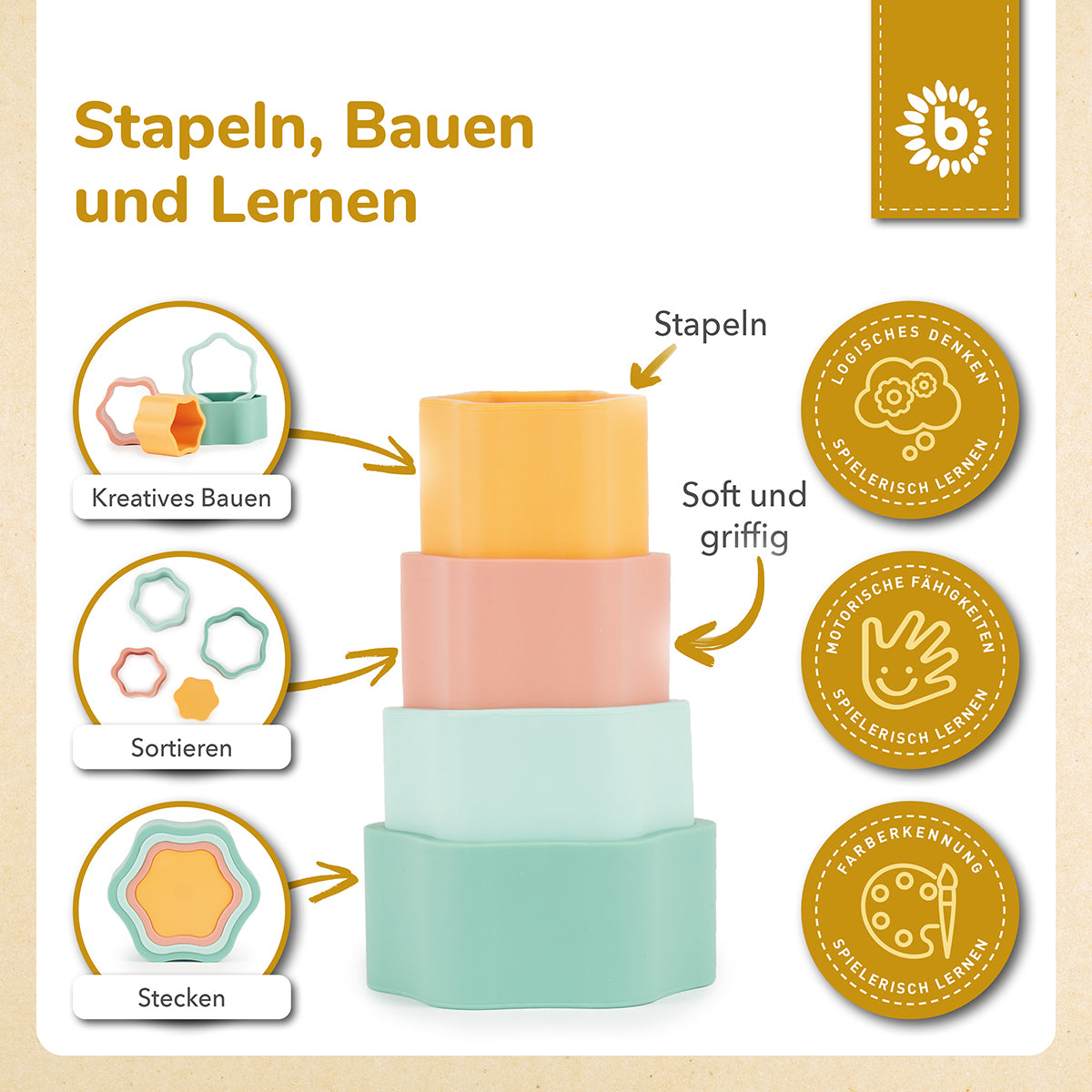 Gioco impilabile in silicone Fiore Tropical Vibes