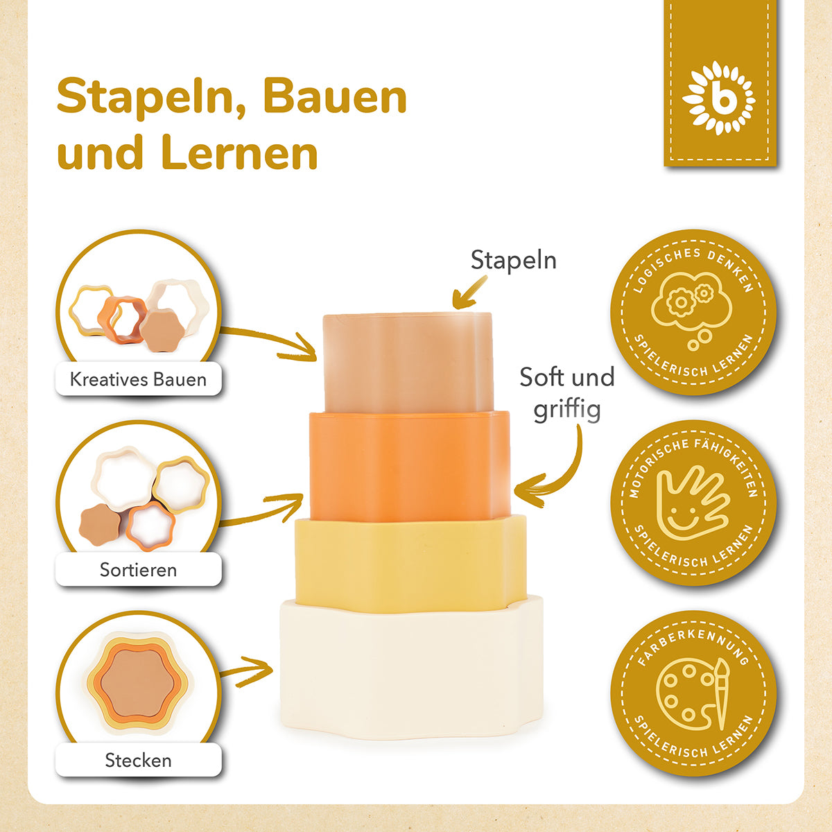 Gioco impilabile in silicone Fiore Chocolate Bliss