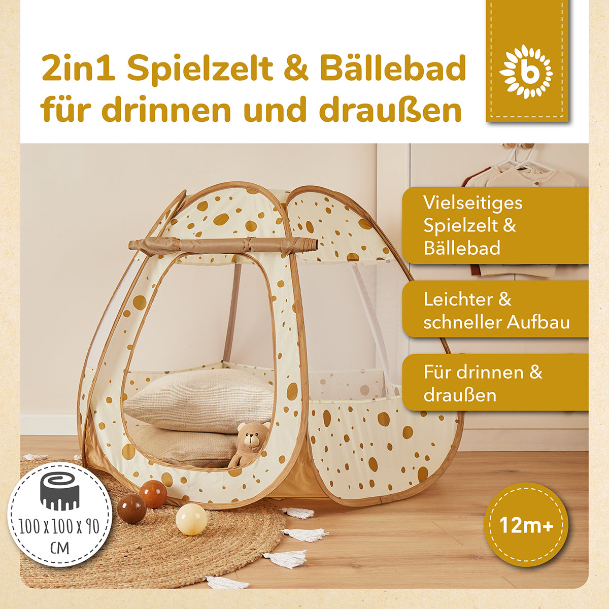 Pop up Spielzelt und Bällebad Dots mit 50 Bällen