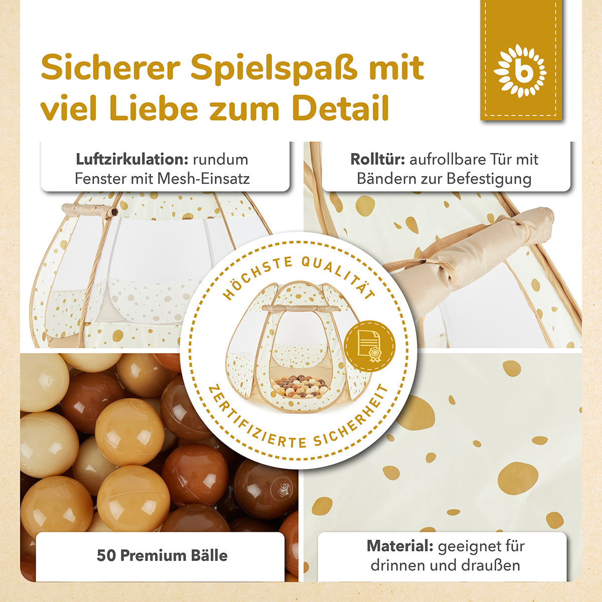 Pop up Spielzelt und Bällebad Dots mit 50 Bällen