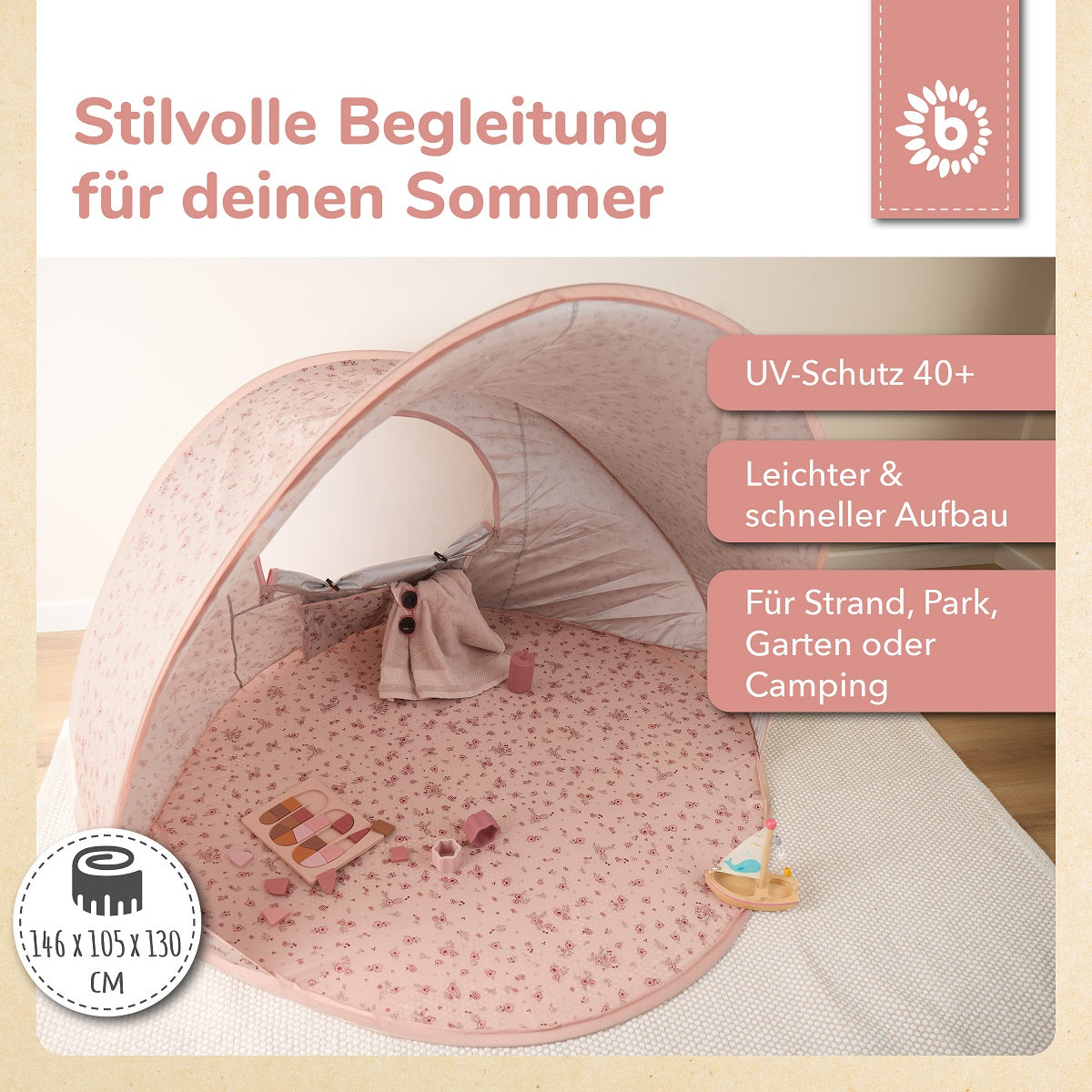 TENTE DE PLAGE POP UP DREAMY FLOWERS