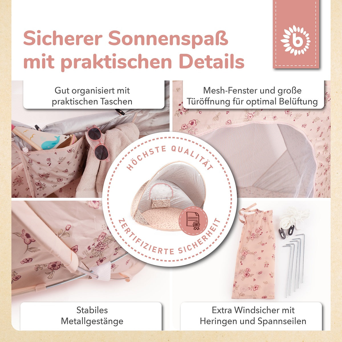 TENTE DE PLAGE POP UP DREAMY FLOWERS