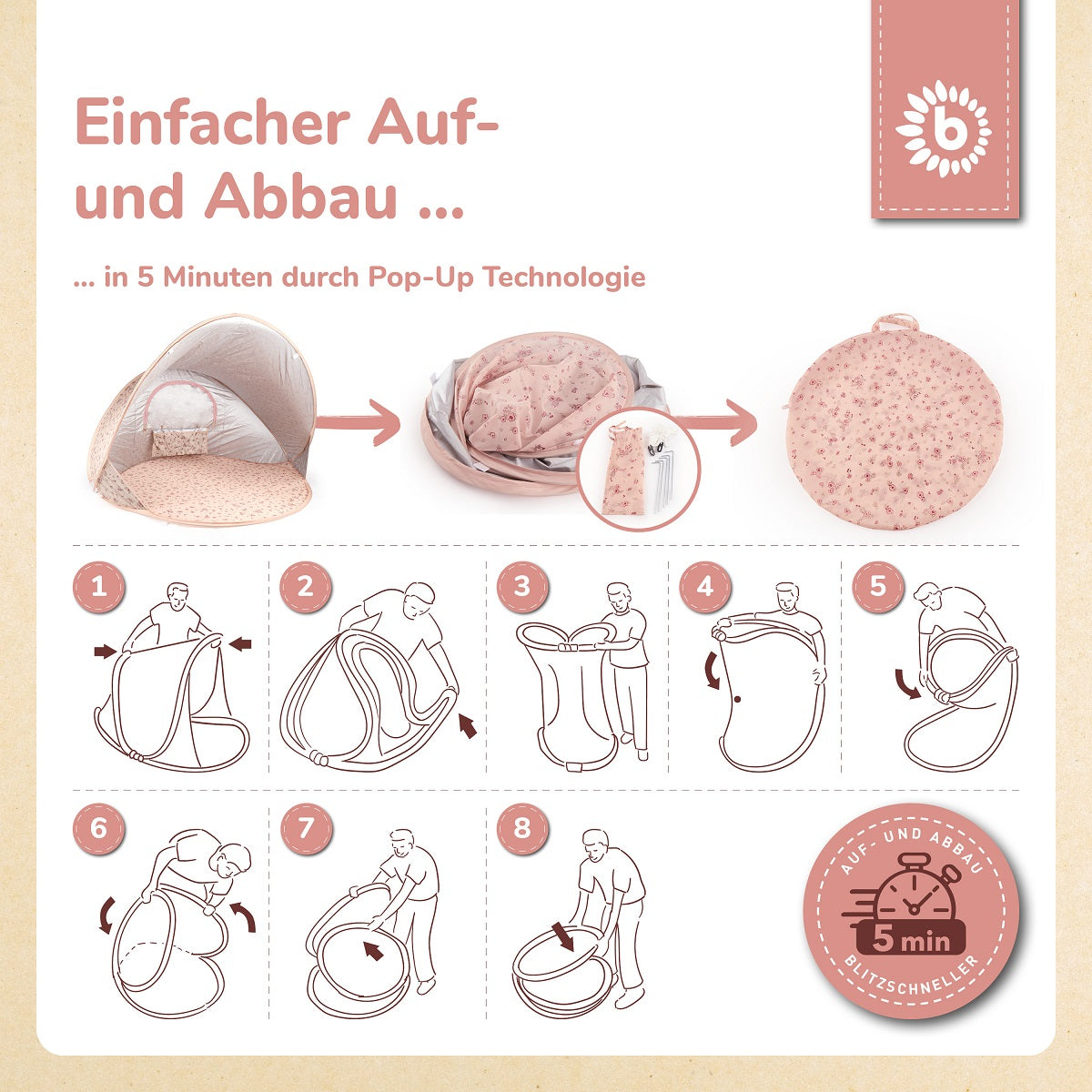 TENTE DE PLAGE POP UP DREAMY FLOWERS