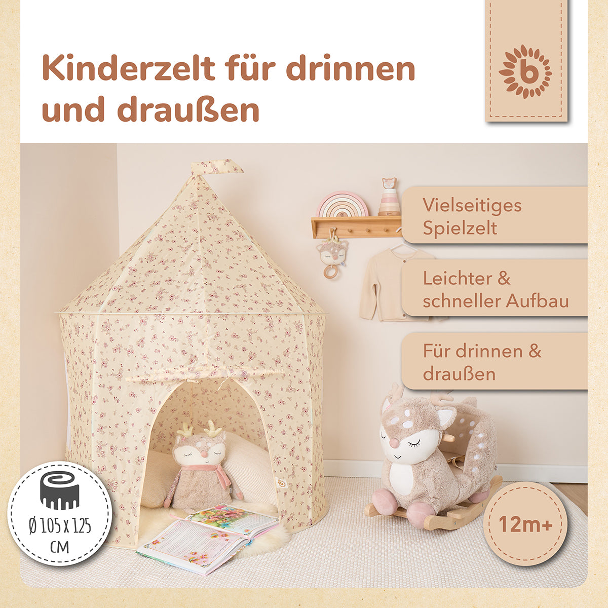 Tente de jeu pop-up Vintage Flowers