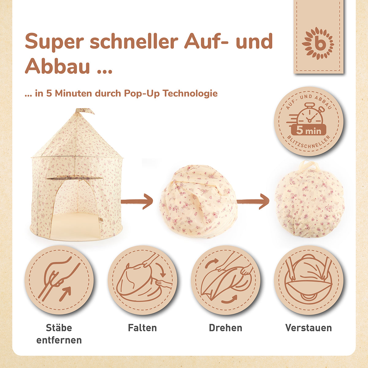 Tente de jeu pop-up Vintage Flowers