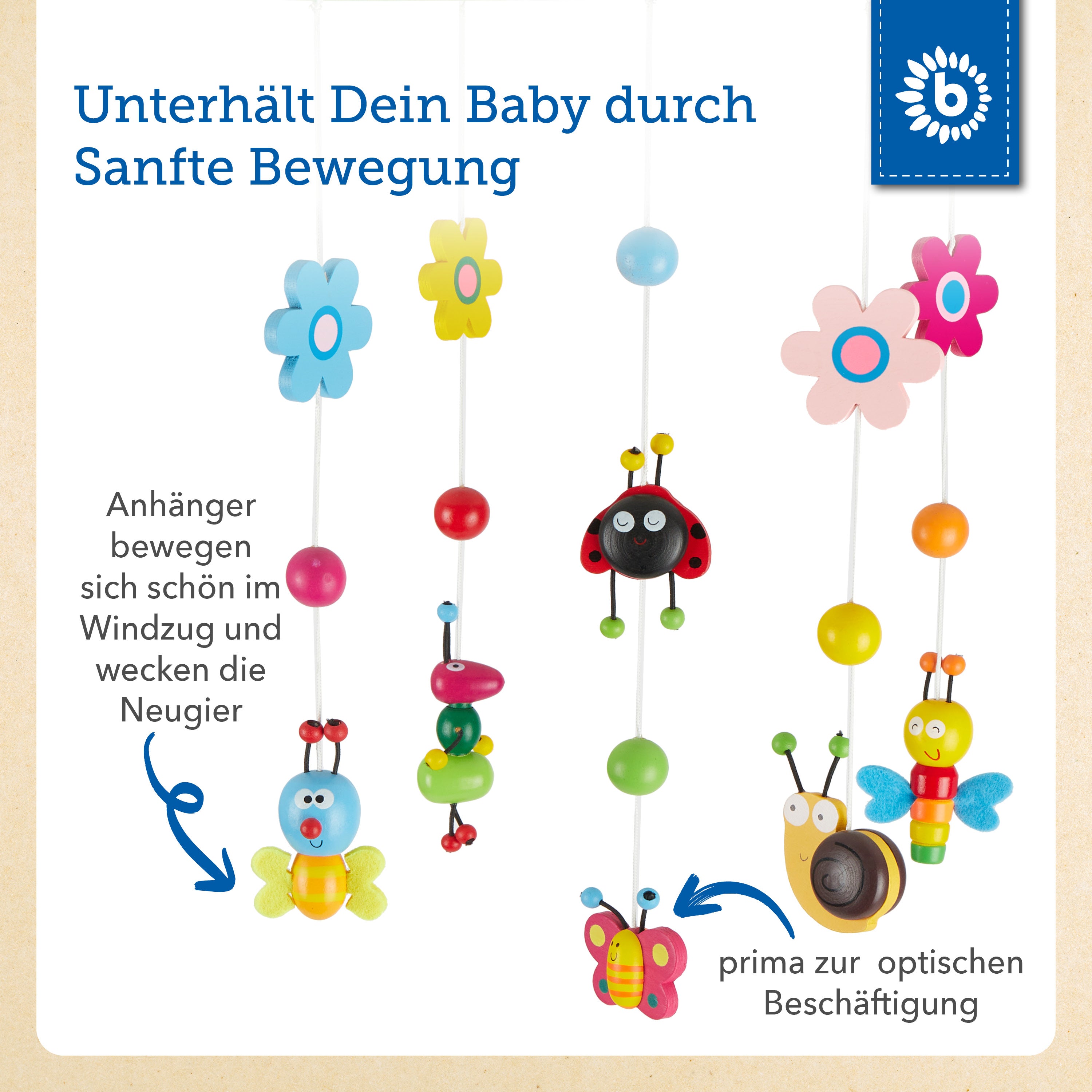 Mobile en bois Petits insectes