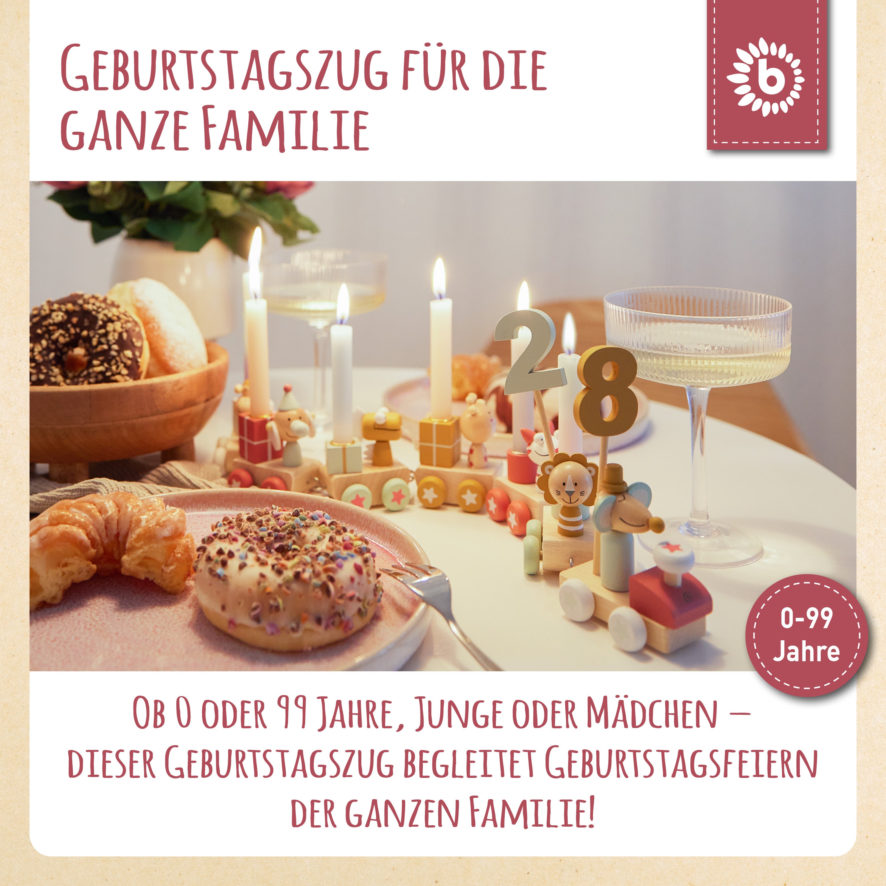 Train d'anniversaire en bois Berry 0-99 ans