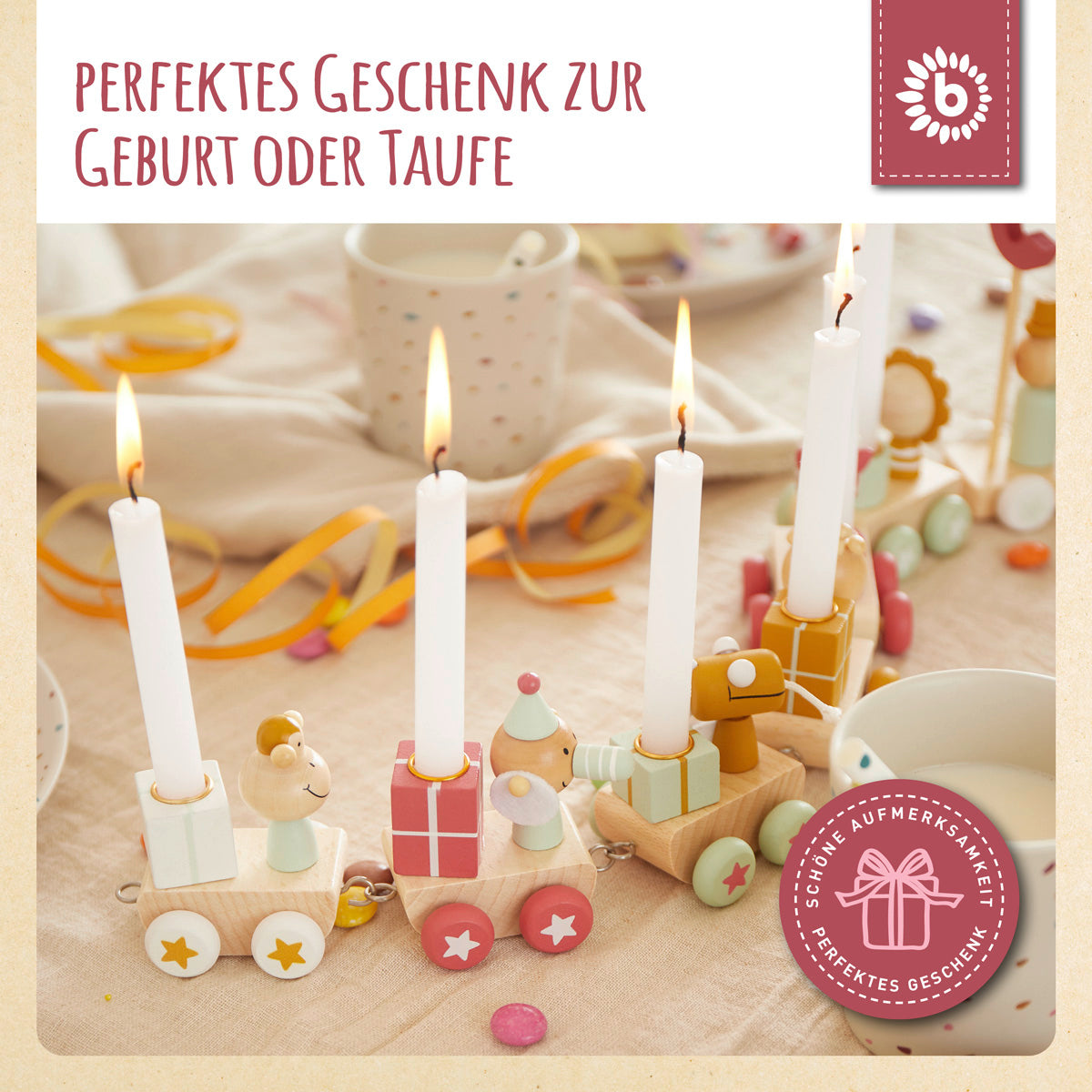 Geburtstagszug Holz Berry 0-99 mit 6 Kerzen