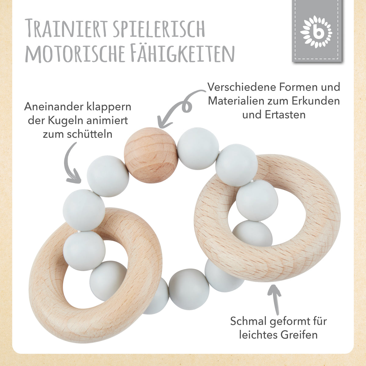 Anello da dentizione con catenella in silicone silver