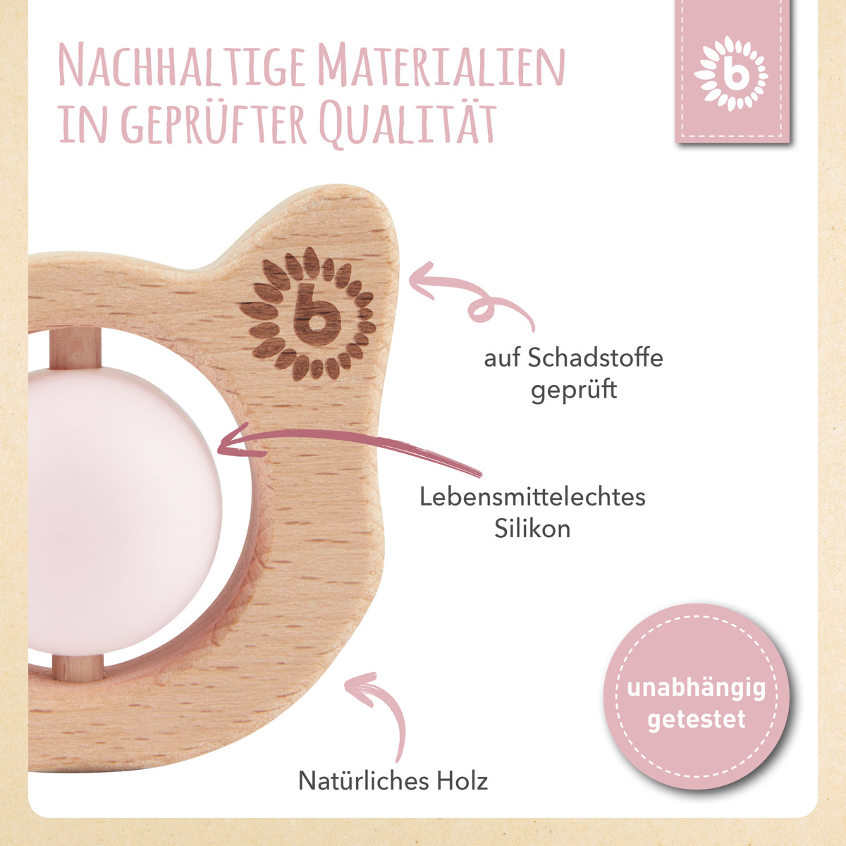 Anello da dentizione Gatto con pallina in silicone