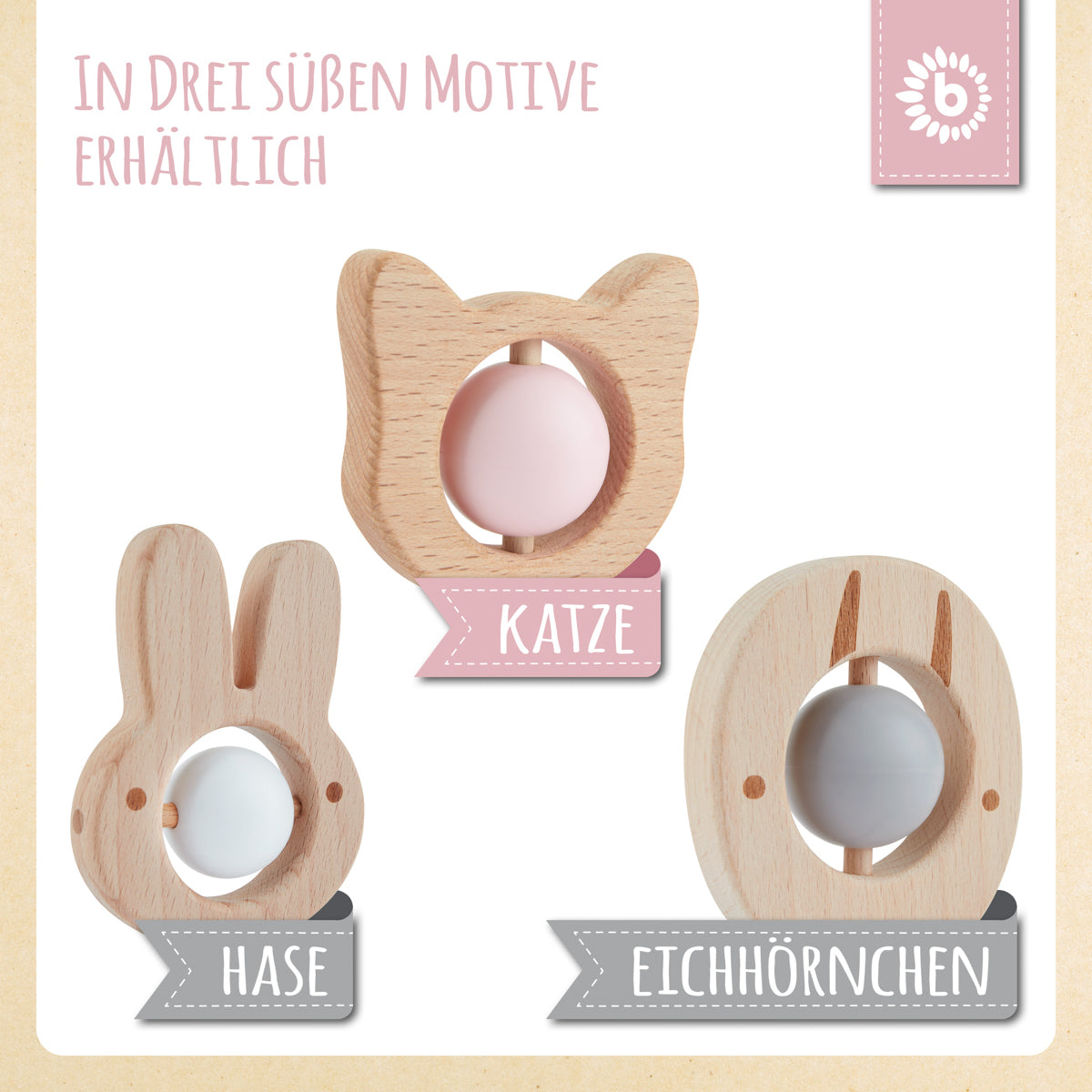 Anello da dentizione Gatto con pallina in silicone