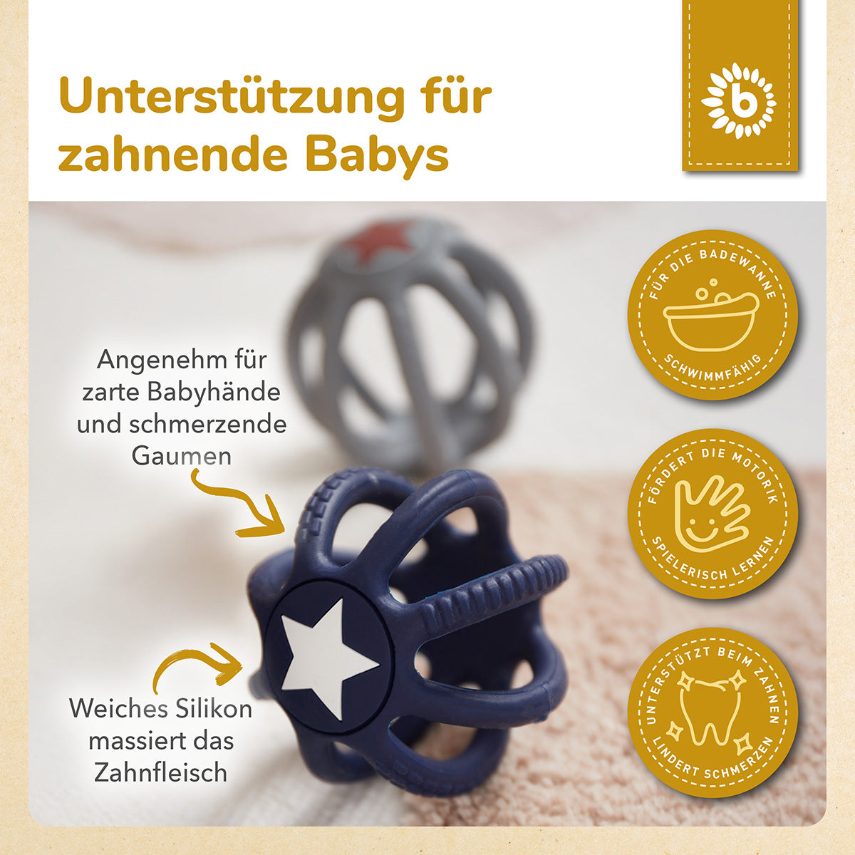 Set de 2 balles de préhension & de dentition en silicone Night Sky