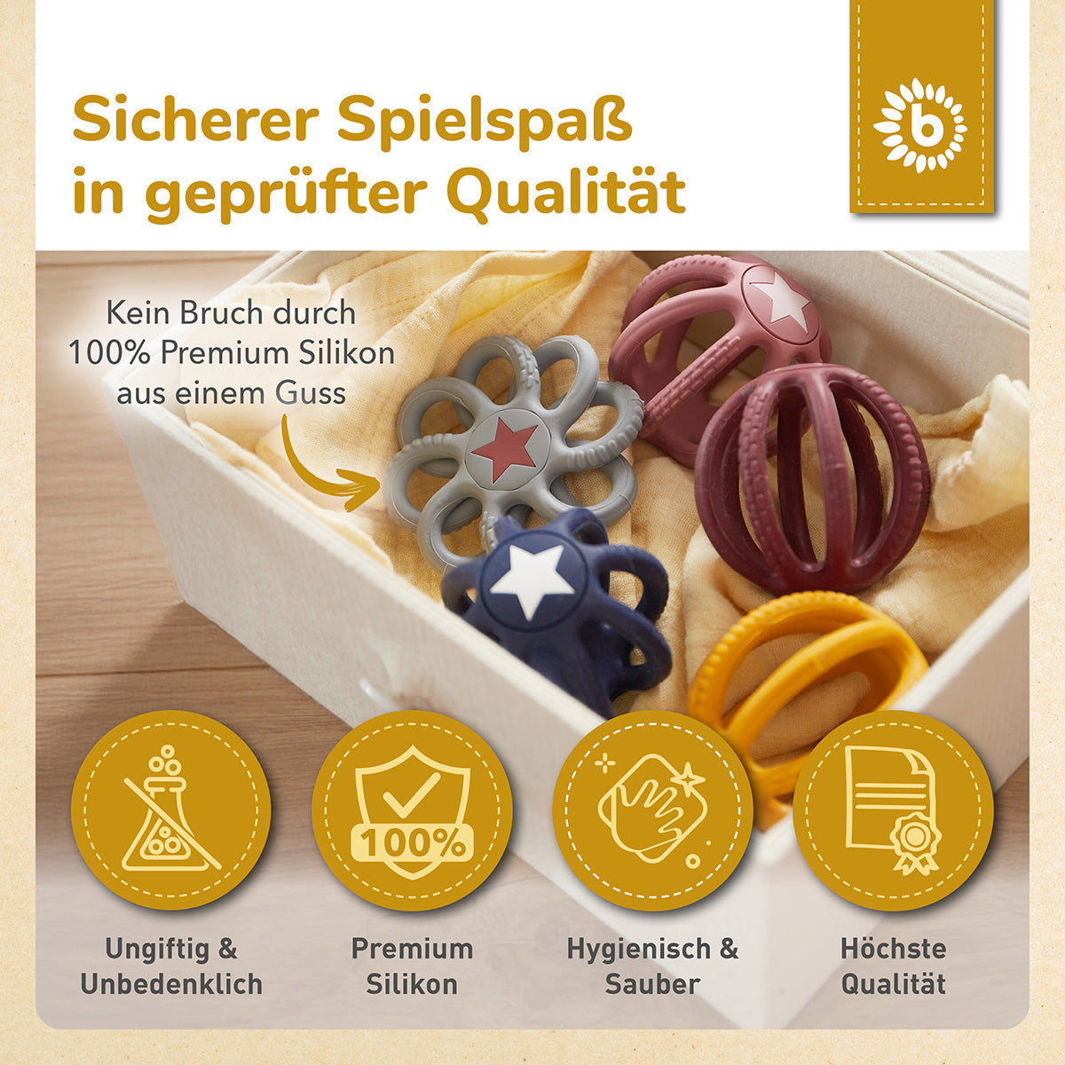 Set de 2 balles de préhension & de dentition en silicone Night Sky