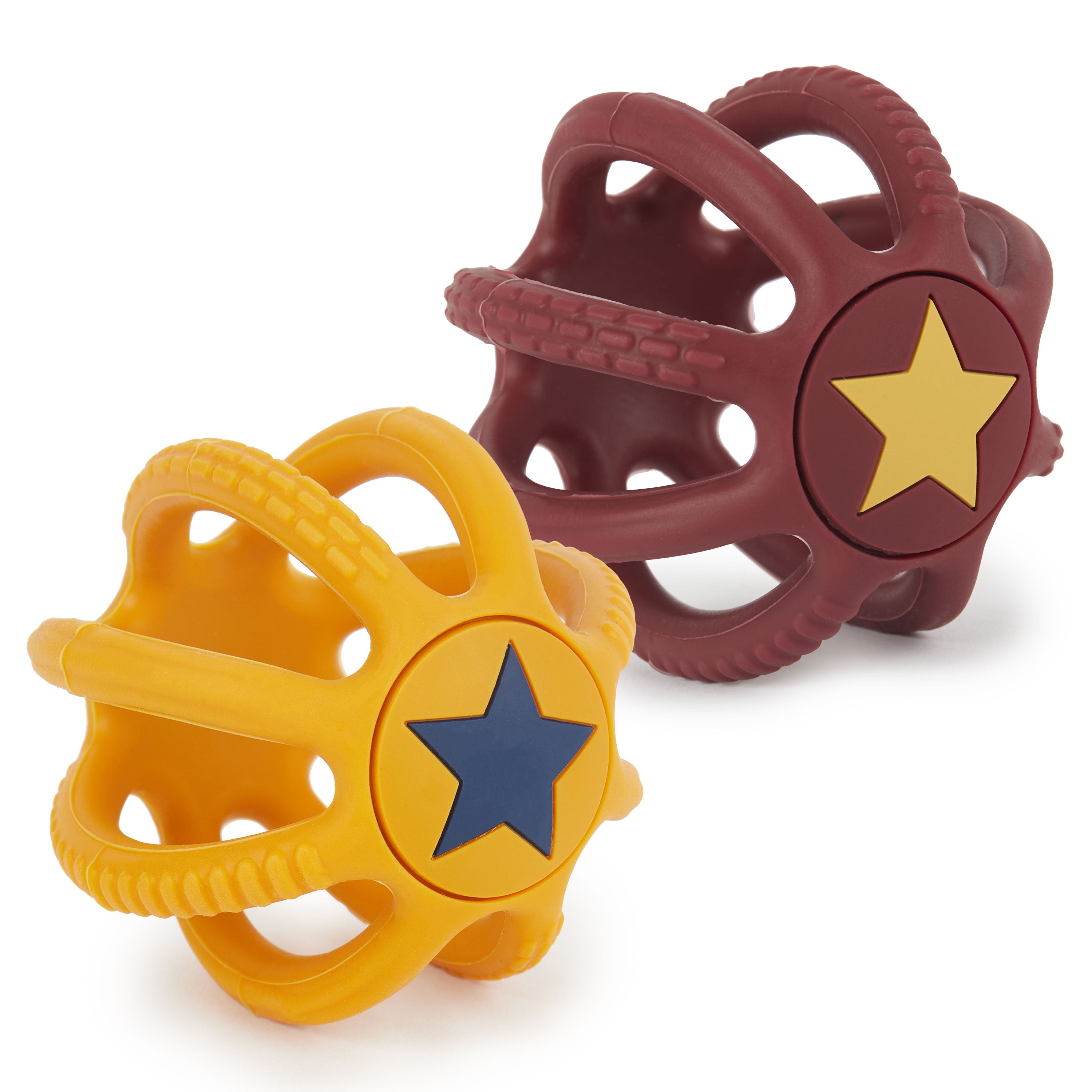 Set de 2 balles de préhension & d’anneau de dentition en silicone Sunset