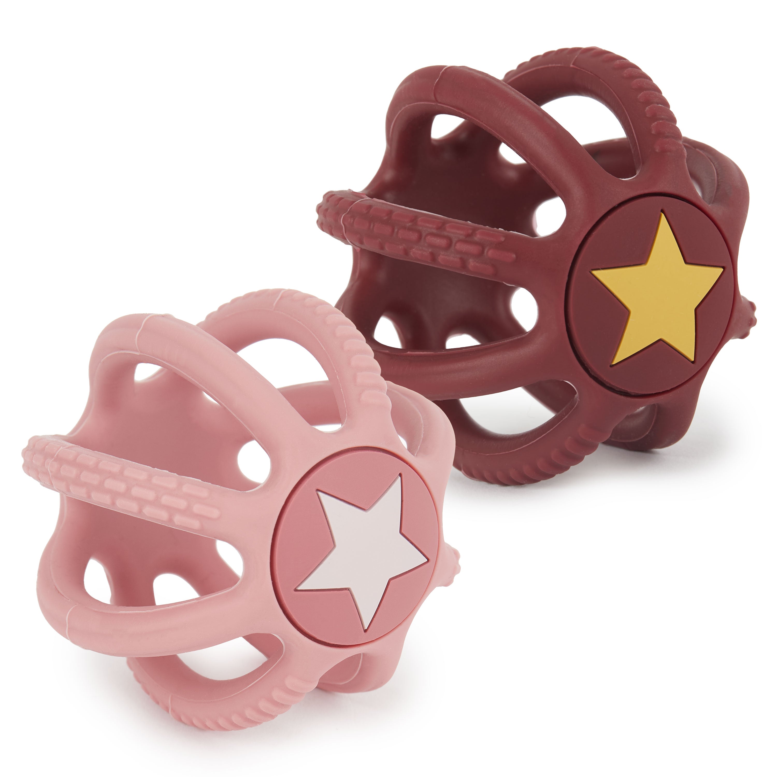Set de 2 balles en silicone à mordiller & à saisir Rosy Sky