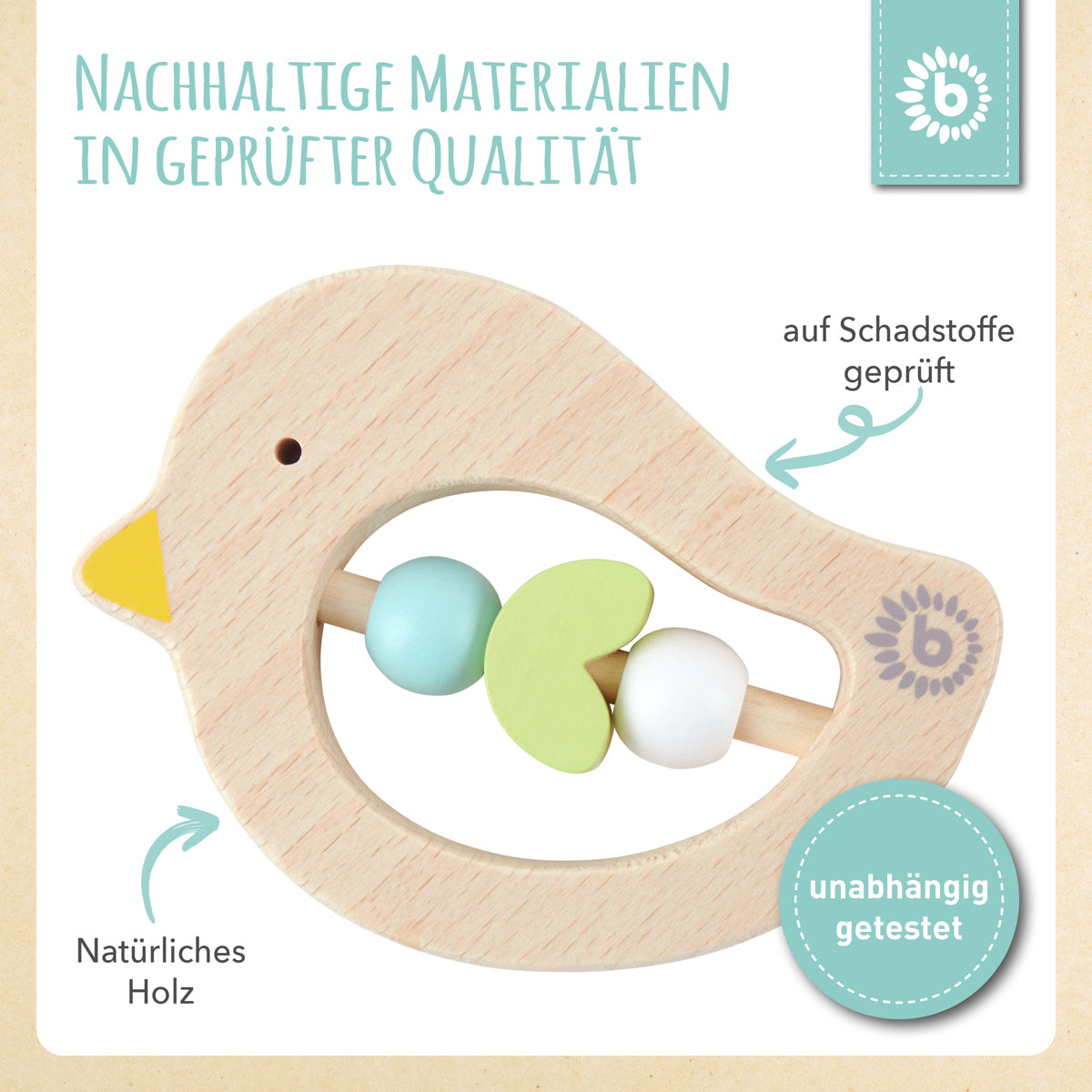 Anello da dentizione Uccellino light teal