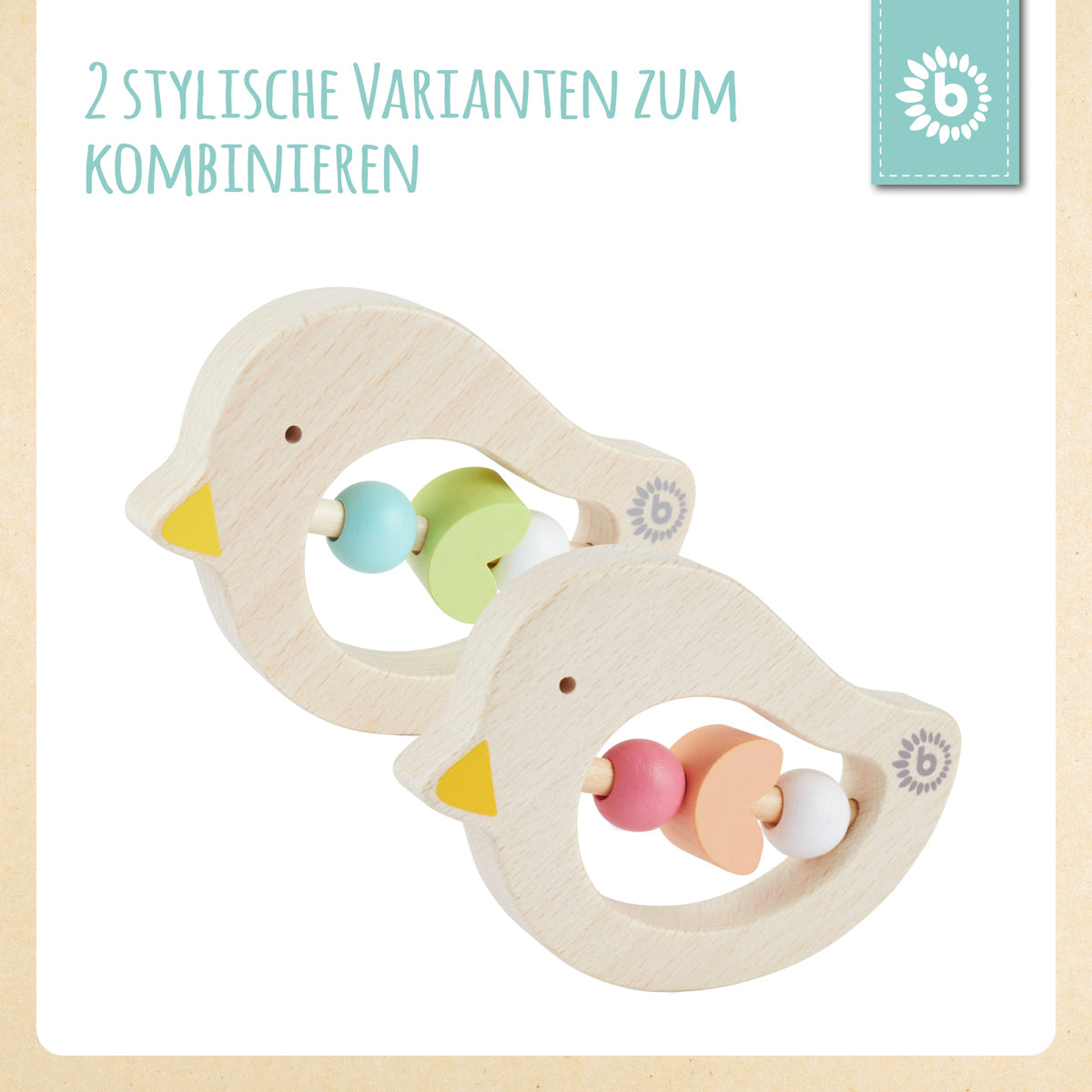 Anello da dentizione Uccellino light teal