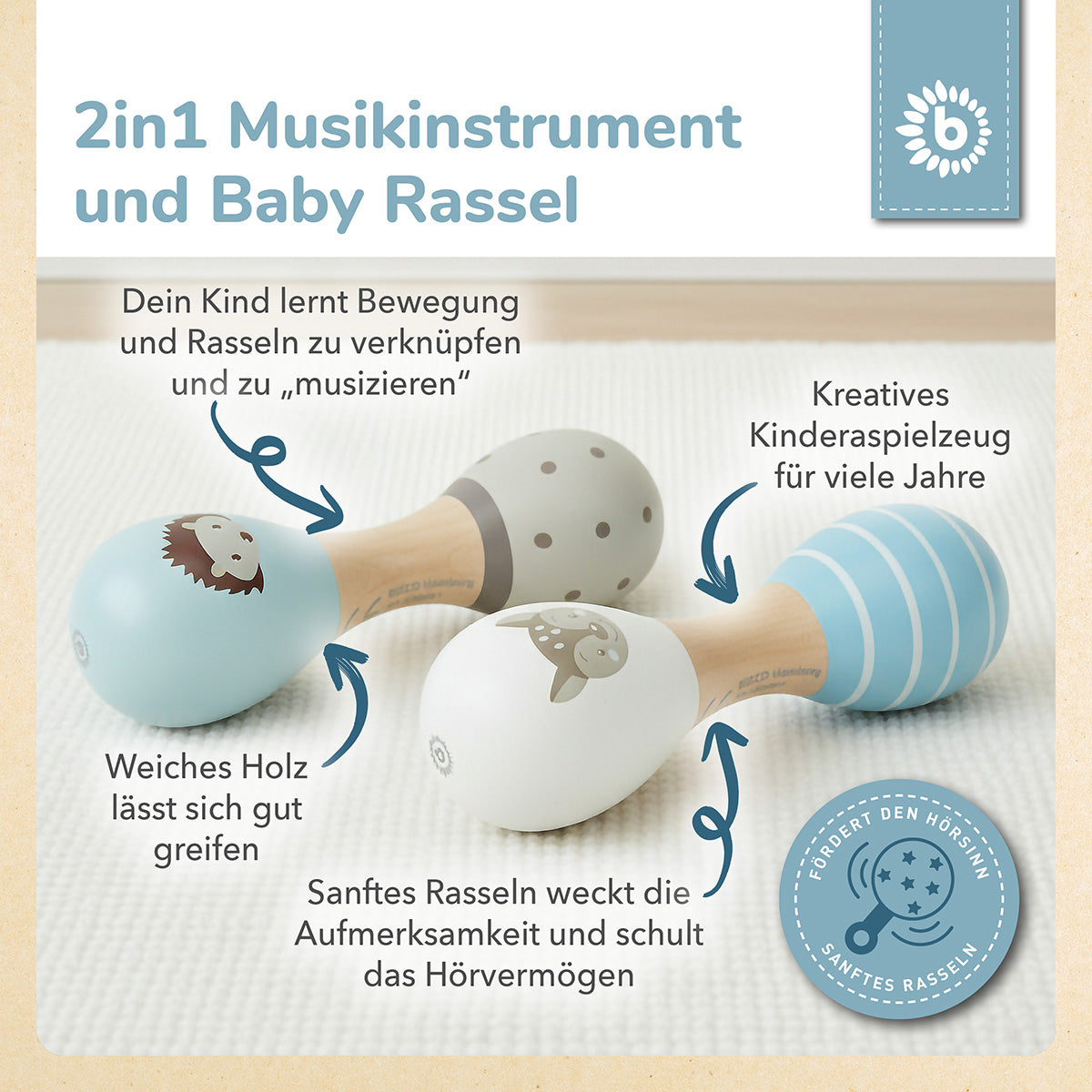 Sonagli a manubrio set da 2 animali del bosco