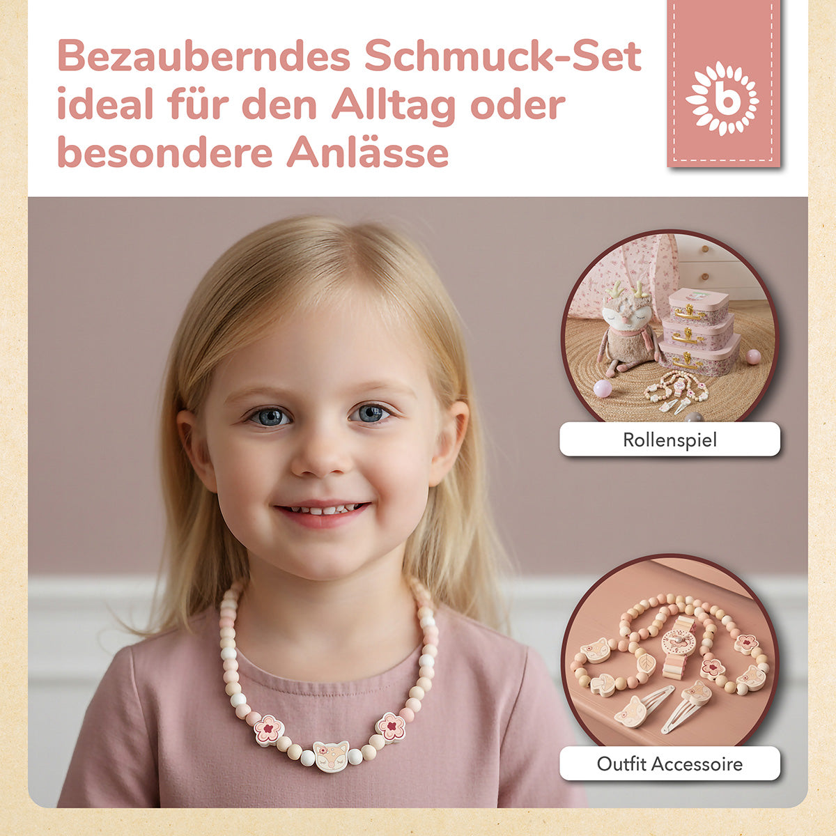 Set di gioielli in legno Cerbiatta Ella FSC®