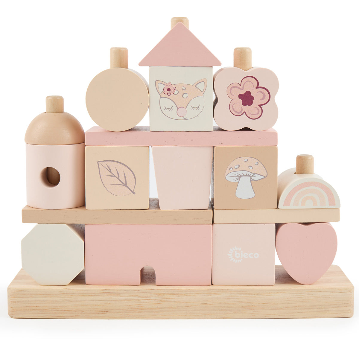 Stapelhaus aus Holz – Steckspiel mit 17 Bausteinen – Ella
