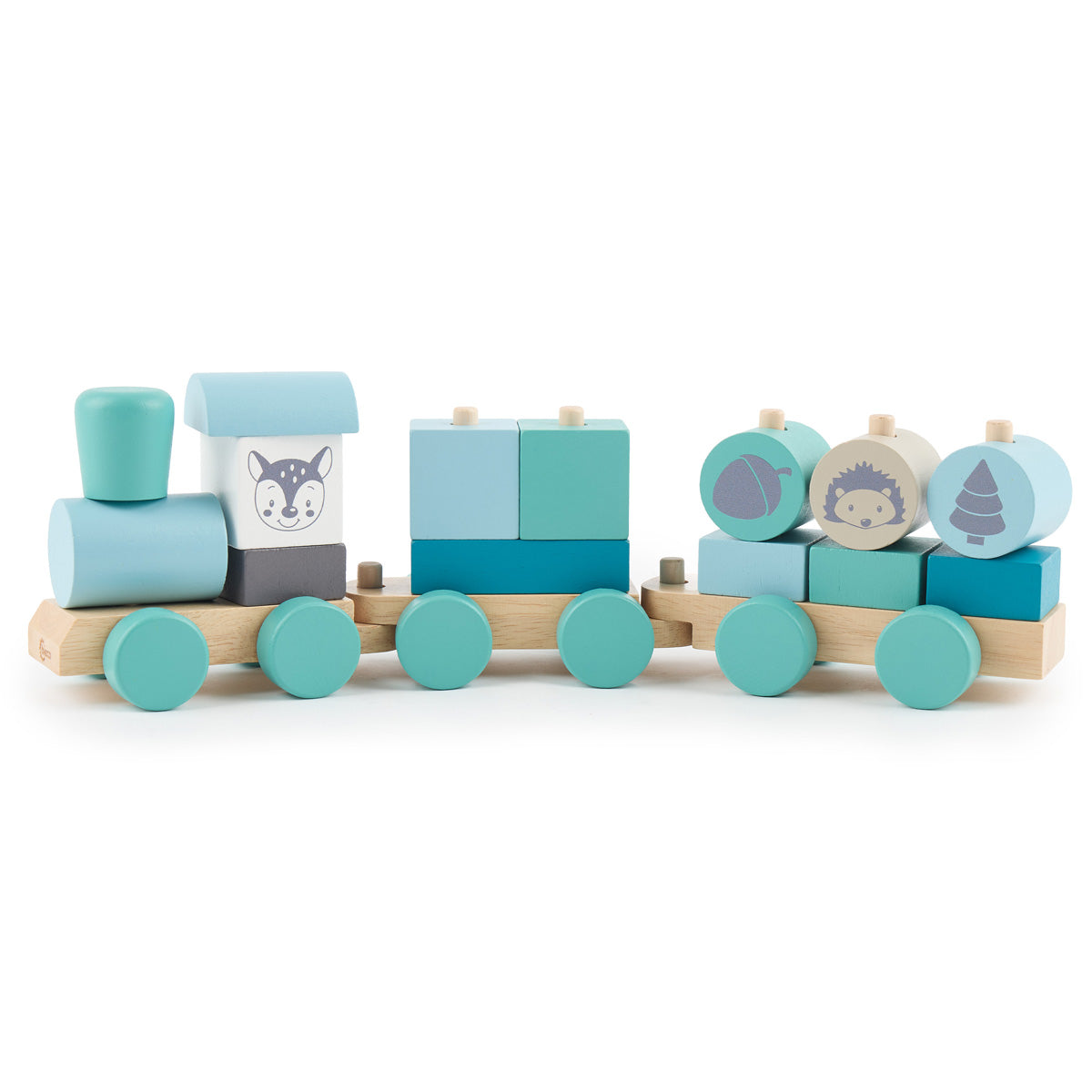 Holzzug – Steck- & Stapelzug mit Lok und 2 Waggons – Scandi