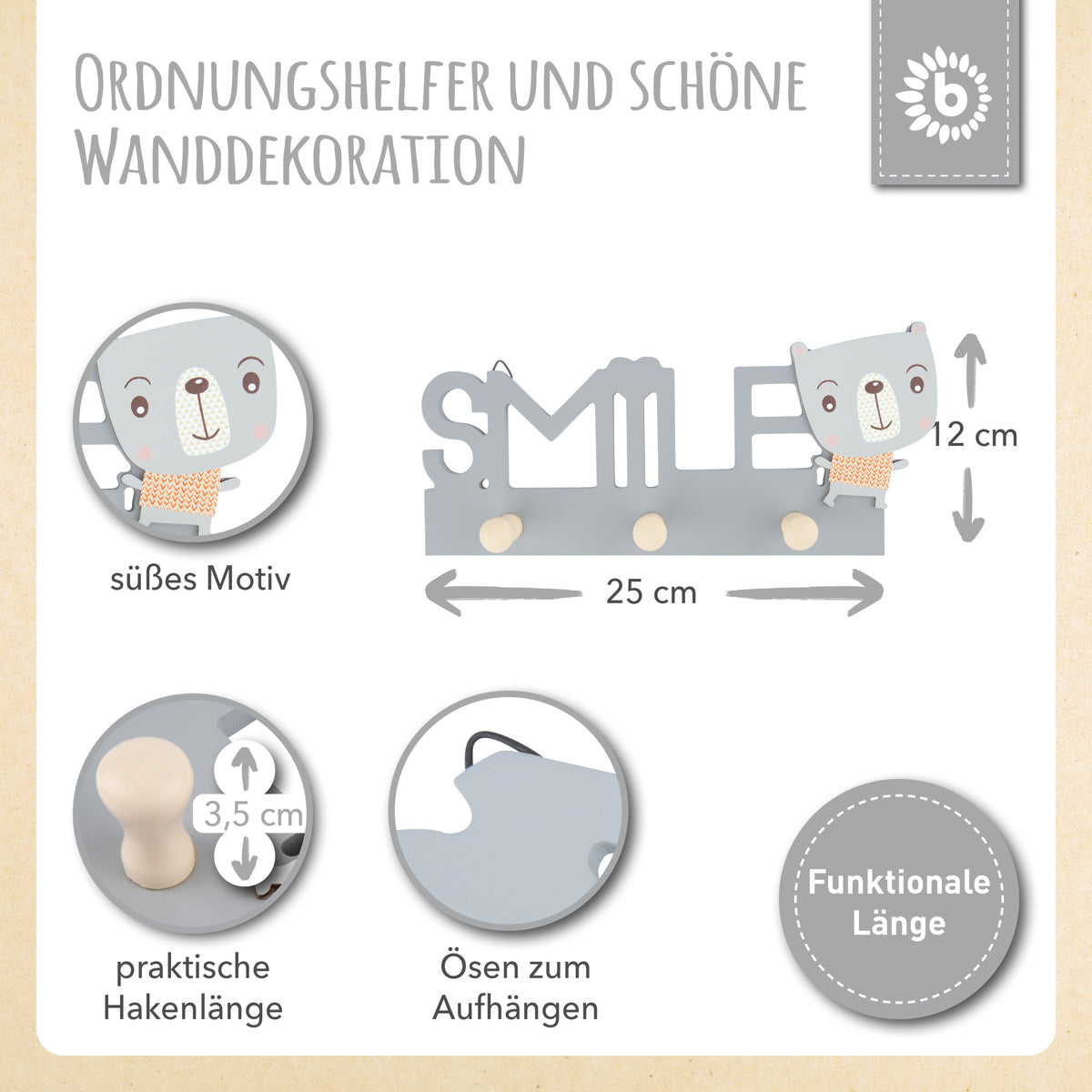 Appendiabiti da parete Orso