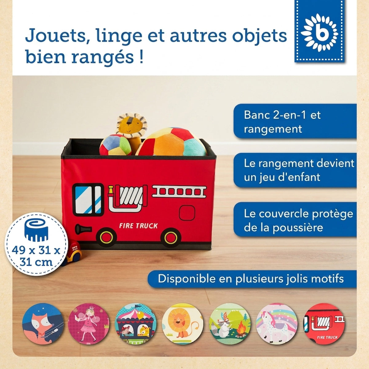 2in1 Staubox & Sitzbank Feuerwehr - FR Infographic