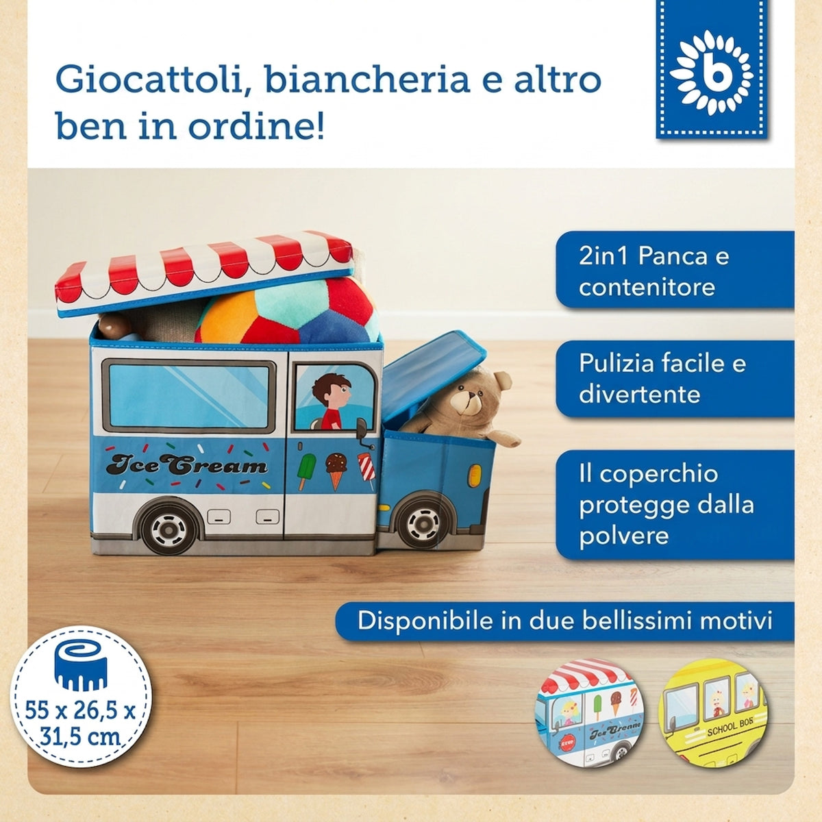 2in1 Staubox & Sitzbank Icecream - IT Infographic