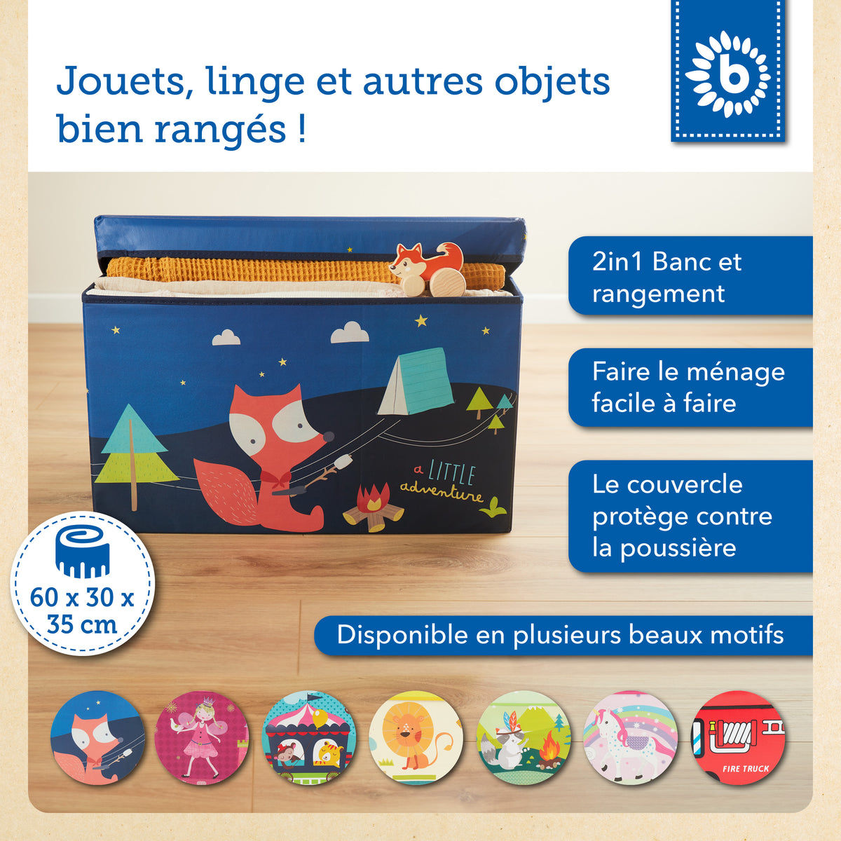 2in1 Staubox & Sitzbank Pfadfinder Camp - FR Infographic