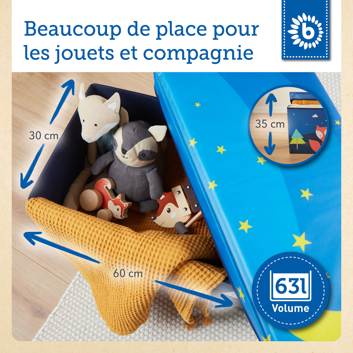 2in1 Staubox & Sitzbank Pfadfinder Camp - FR Infographic