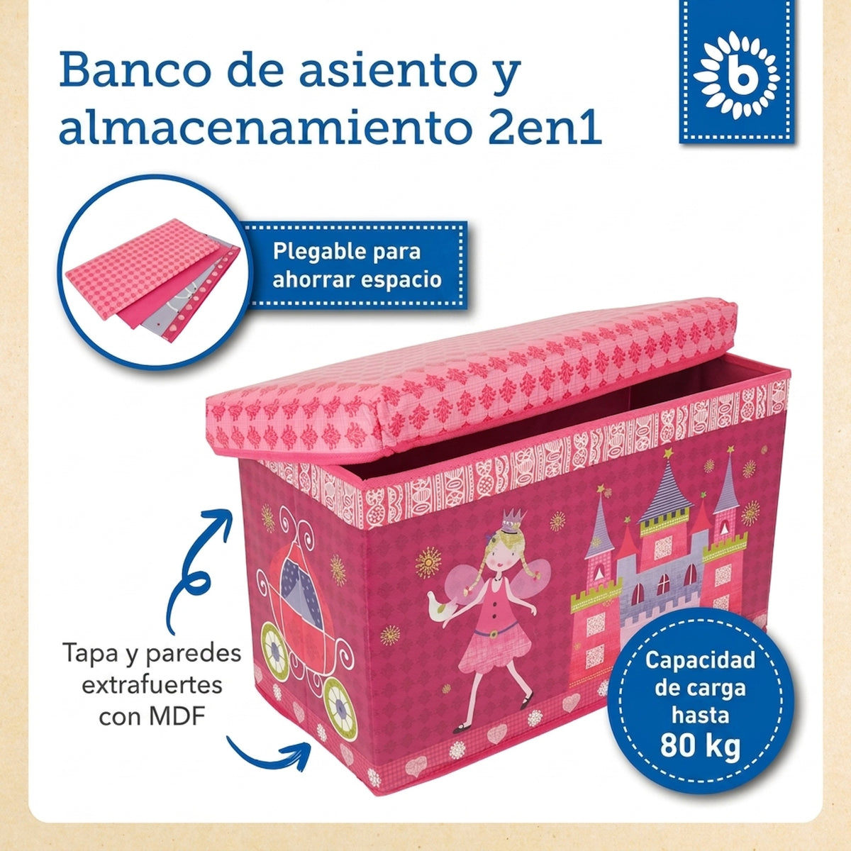 2in1 Staubox & Sitzbank Prinzessin - ES Infographic