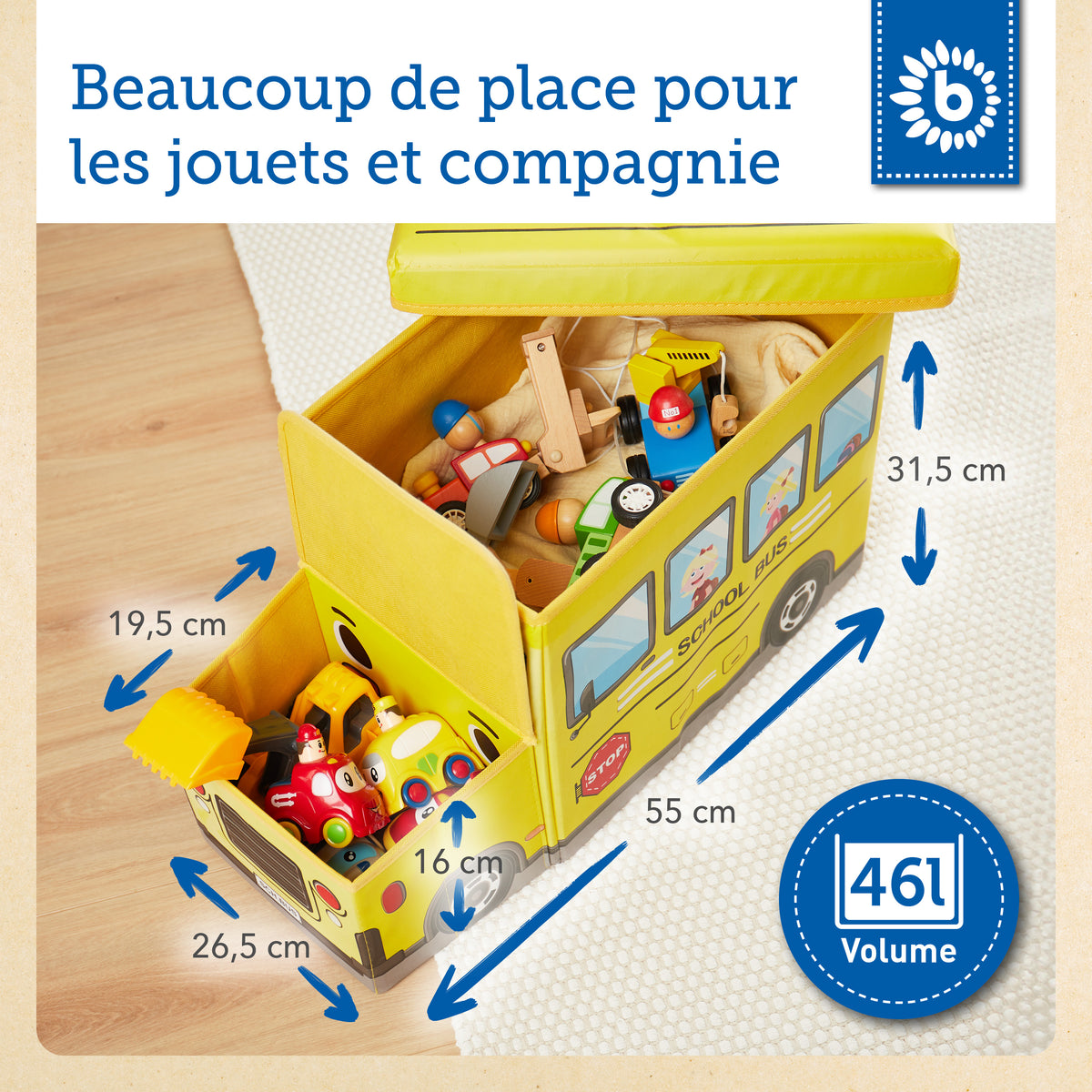 2in1 Staubox & Sitzbank Schulbus - FR Infographic