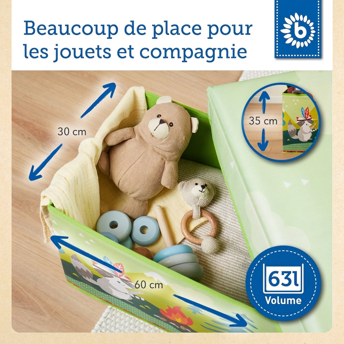 2in1 Staubox & Sitzbank Waldtiere - FR Infographic
